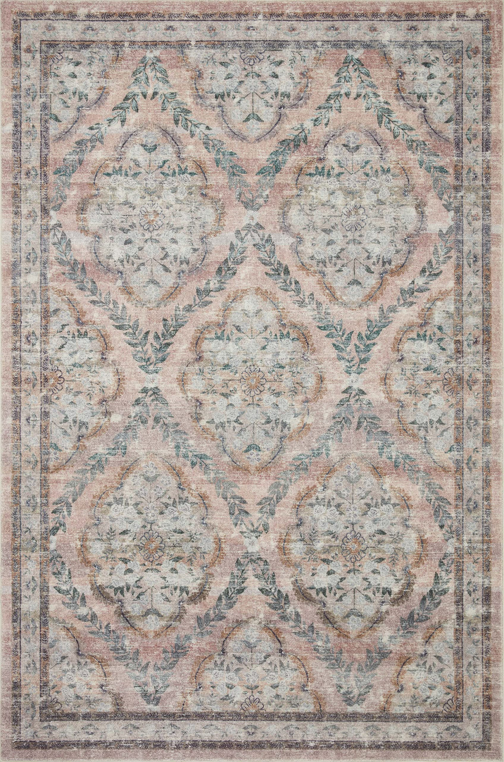 Loloi Rifle Paper Co. Courtyard Collection COU-02 Blush 7'-6" x 9'-6" Area Rug feat. CloudPile