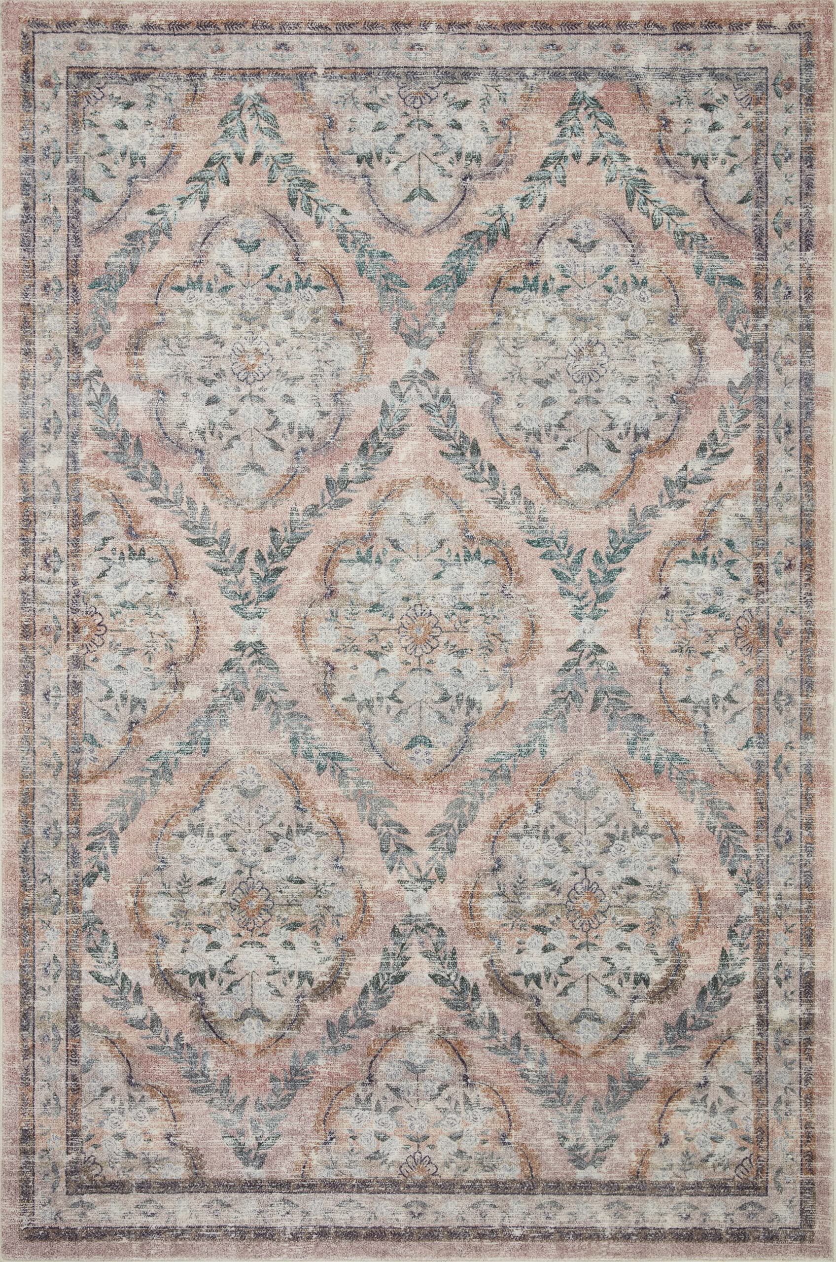 Loloi Rifle Paper Co. Courtyard Collection COU-02 Blush 7'-6" x 9'-6" Area Rug feat. CloudPile