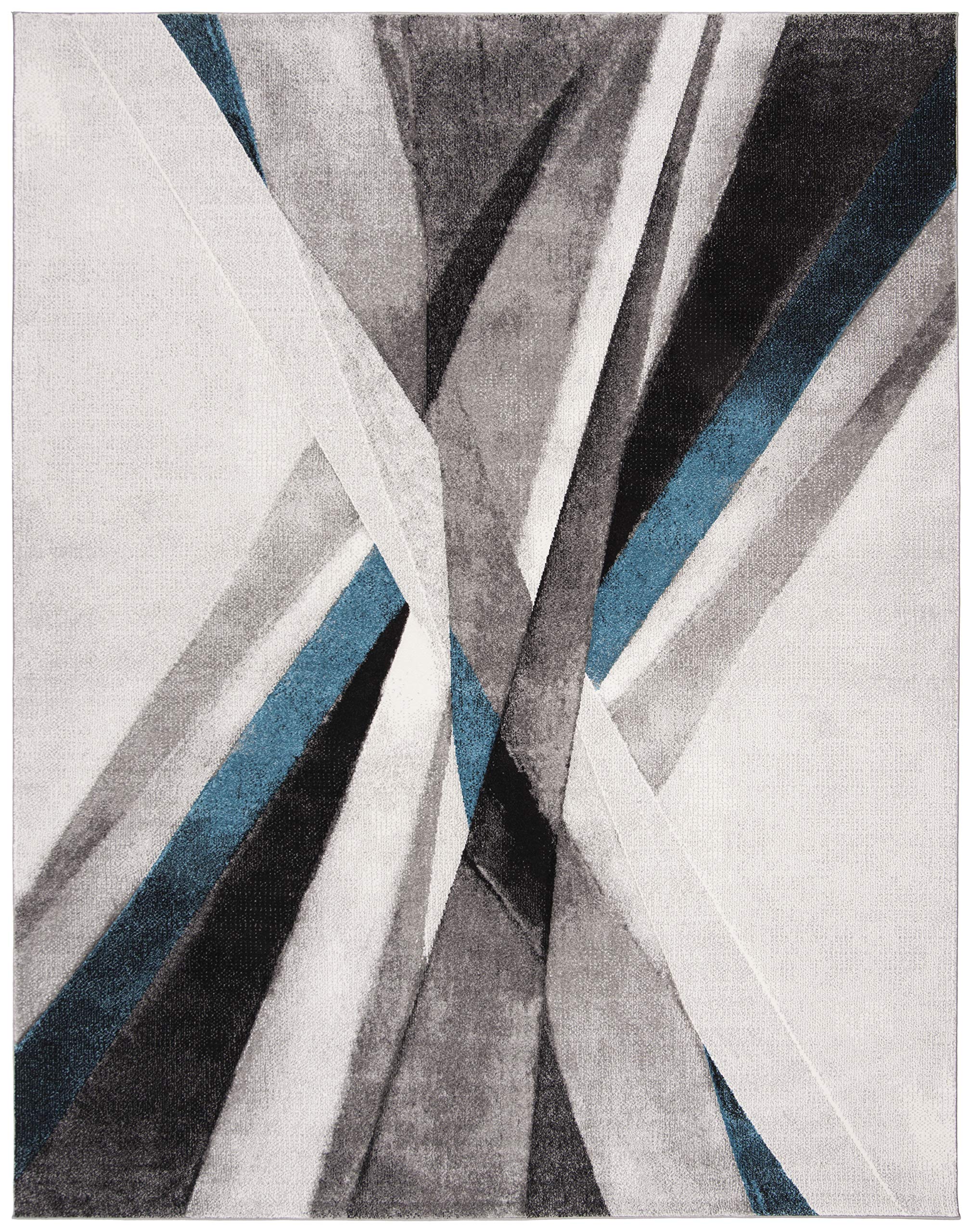 SAFAVIEH Hollywood Collection Area Rug - 9' x 12', Grey & Teal, Mid-Century Modern Design, Non-Shedding & Easy Care, Ideal for High Traffic Areas in Living Room, Bedroom (HLW710D)