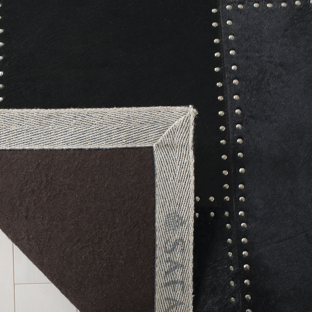 SAFAVIEH Studio Leather Collection Area Rug - 9' x 12', Black, Handmade Mid-Century Modern, Ideal for High Traffic Areas in Living Room, Bedroom (STL174Z)
