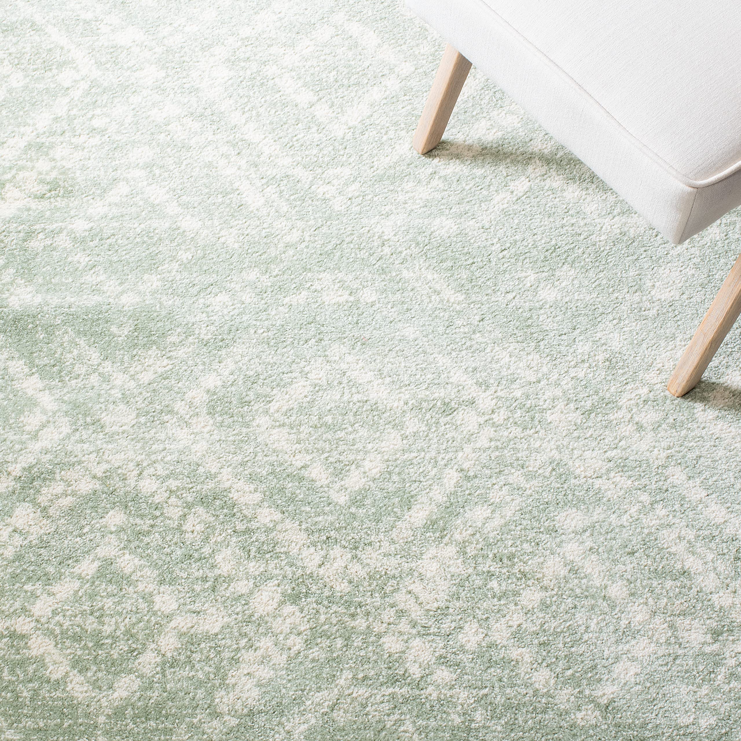 SAFAVIEH Adirondack Collection Area Rug - 10' x 14', Ivory & Green, Modern Diamond Distressed Design, Ideal for High Traffic Areas in Living Room, Bedroom, Dining (ADR131Y-10)