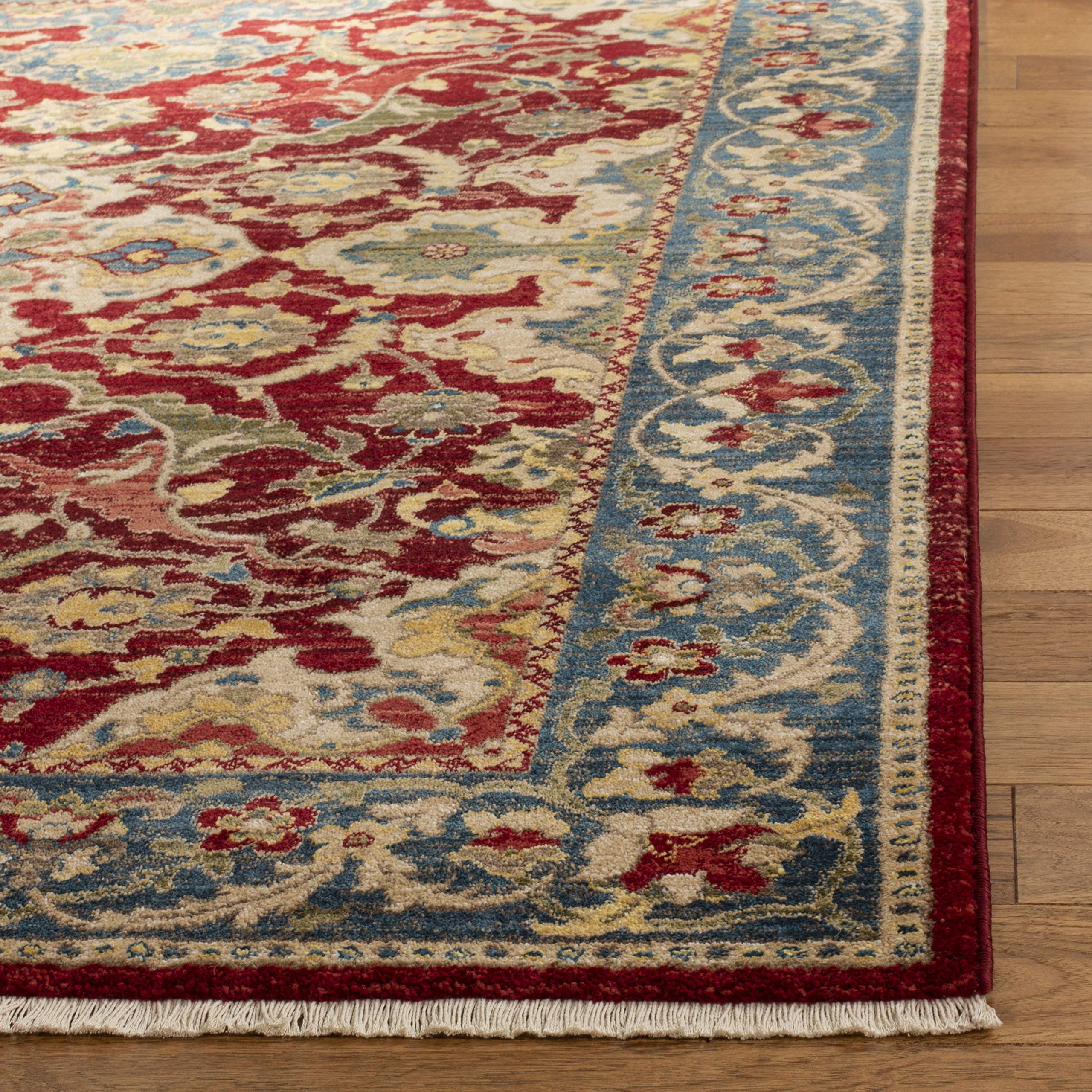 SAFAVIEH Area Rug 8x10 - Kashan Collection - Large - Red & Blue, Traditional Oriental Design, Non-Shedding & Easy Cleaning, Ideal for Living Room, Bedroom, Office, Dining Space (KSN307Q)