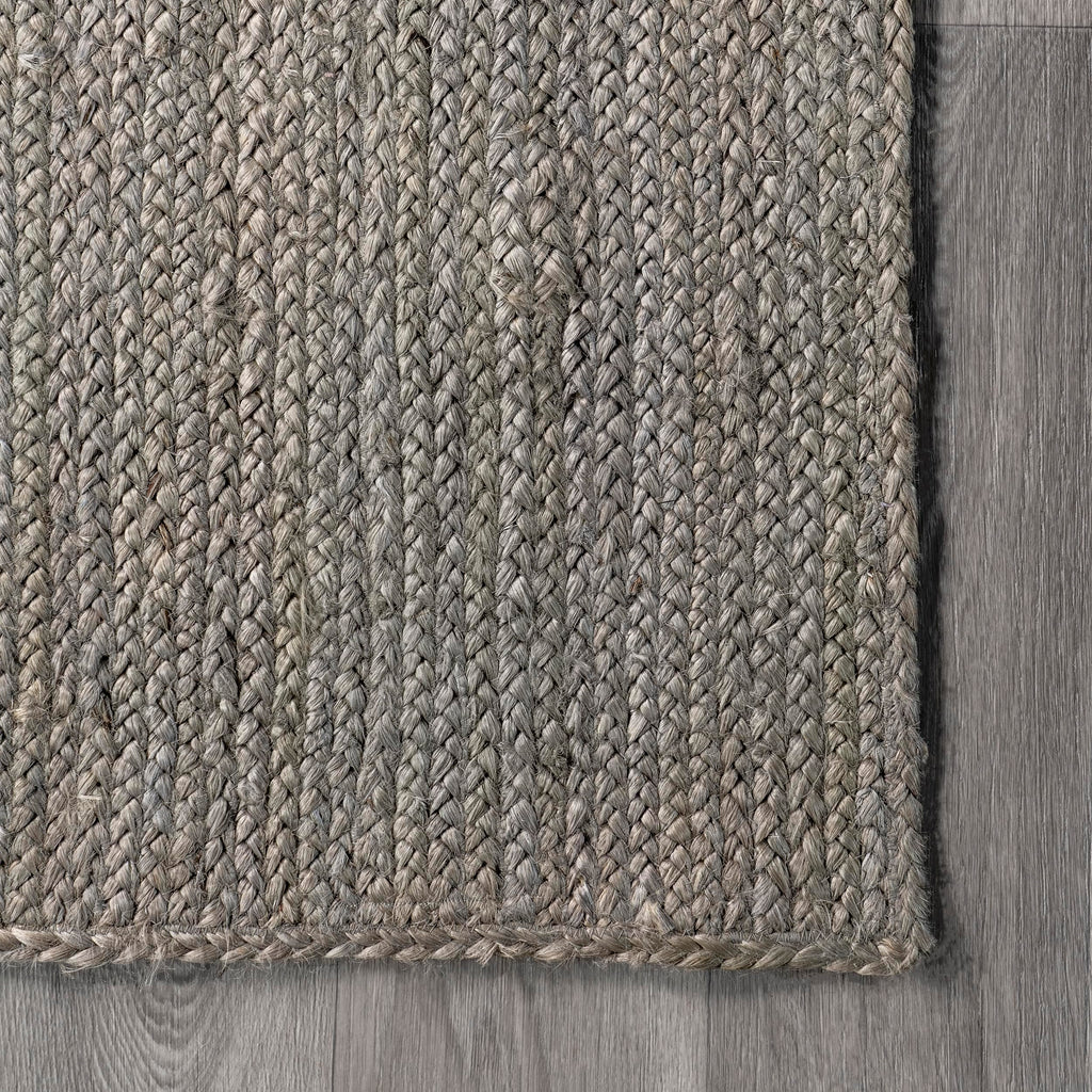 nuLOOM 9x12 Rigo Jute Hand Woven Area Rug, Grey, Solid Farmhouse Design, Natural Fiber, For Bedroom, Living Room, Dining Room, Hallway, Office, Kitchen, Entryway