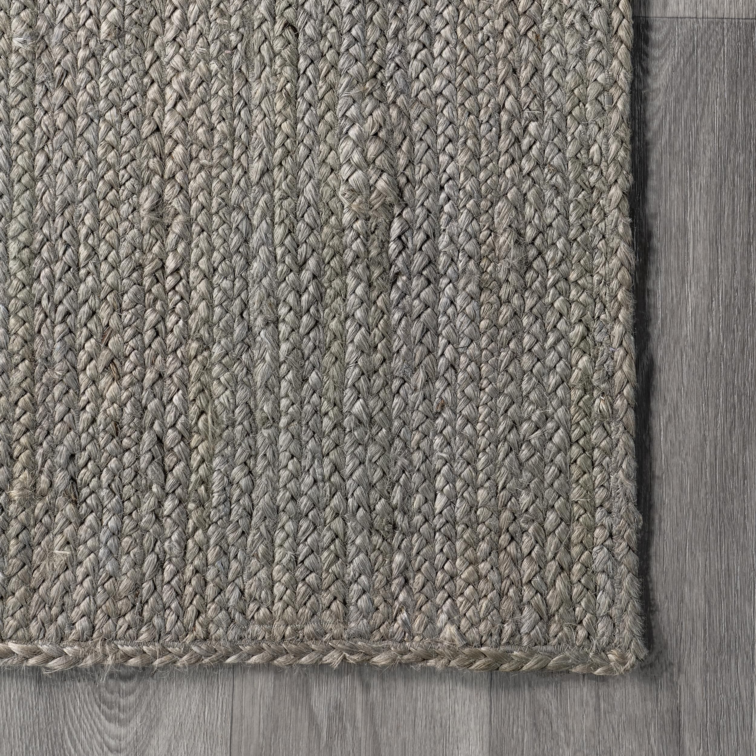 nuLOOM 9x12 Rigo Jute Hand Woven Area Rug, Grey, Solid Farmhouse Design, Natural Fiber, For Bedroom, Living Room, Dining Room, Hallway, Office, Kitchen, Entryway