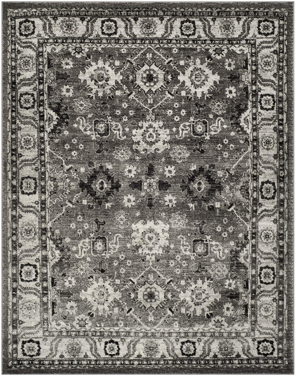 SAFAVIEH Area Rug 8x10 - Vintage Hamadan Collection - Large - Grey & Black, Traditional Persian Design, Non-Shedding & Easy to Clean, Ideal for Living Room, Bedroom, Dining Space (VTH214K)
