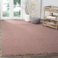 SAFAVIEH Montauk Collection Area Rug - 9' x 12', Ivory & Red, Handmade Flat Weave Boho Farmhouse Cotton Tassel Fringe, Ideal for High Traffic Areas in Living Room, Bedroom (MTK340C)