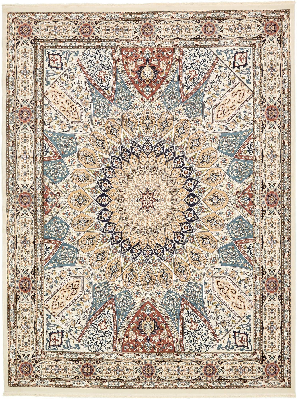 Unique Loom Narenj Collection Area Rug - Adams (10' x 13' 1" Rectangle Ivory/Burgundy)