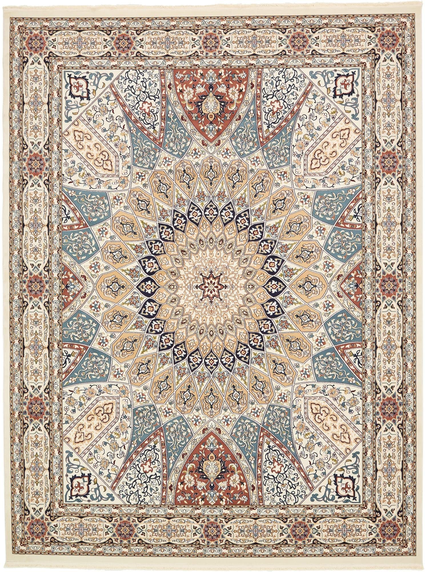 Unique Loom Narenj Collection Area Rug - Adams (10' x 13' 1" Rectangle Ivory/Burgundy)
