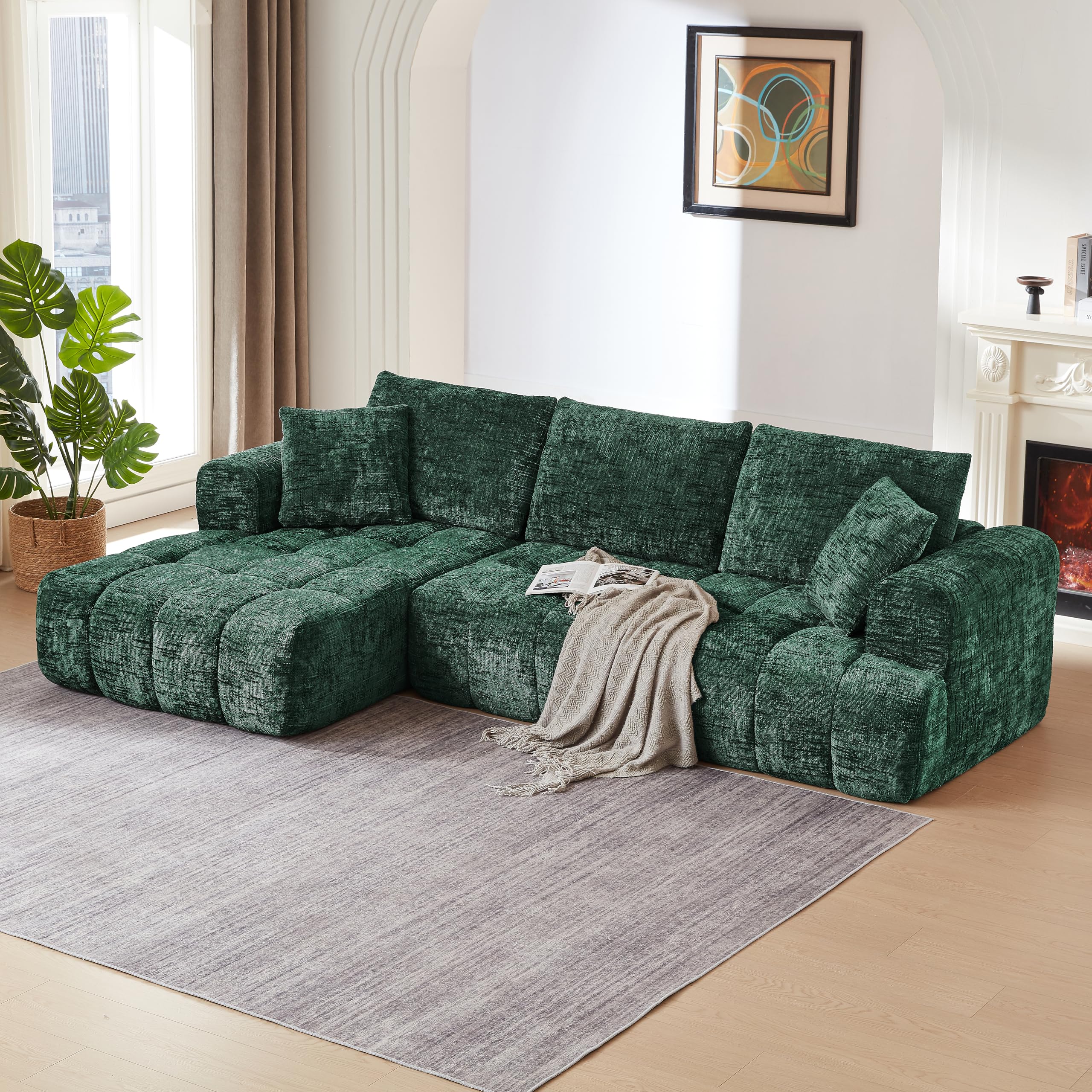 KEIKI 108.3" L-Shape Oversized Sectional Sofa, Premium Chenille Modular Couch for Stylish Apartments, Spacious Lounger for Daily Relaxation, Minimalist Aesthetic, No-Assembly Deep-Comfort Sleeper