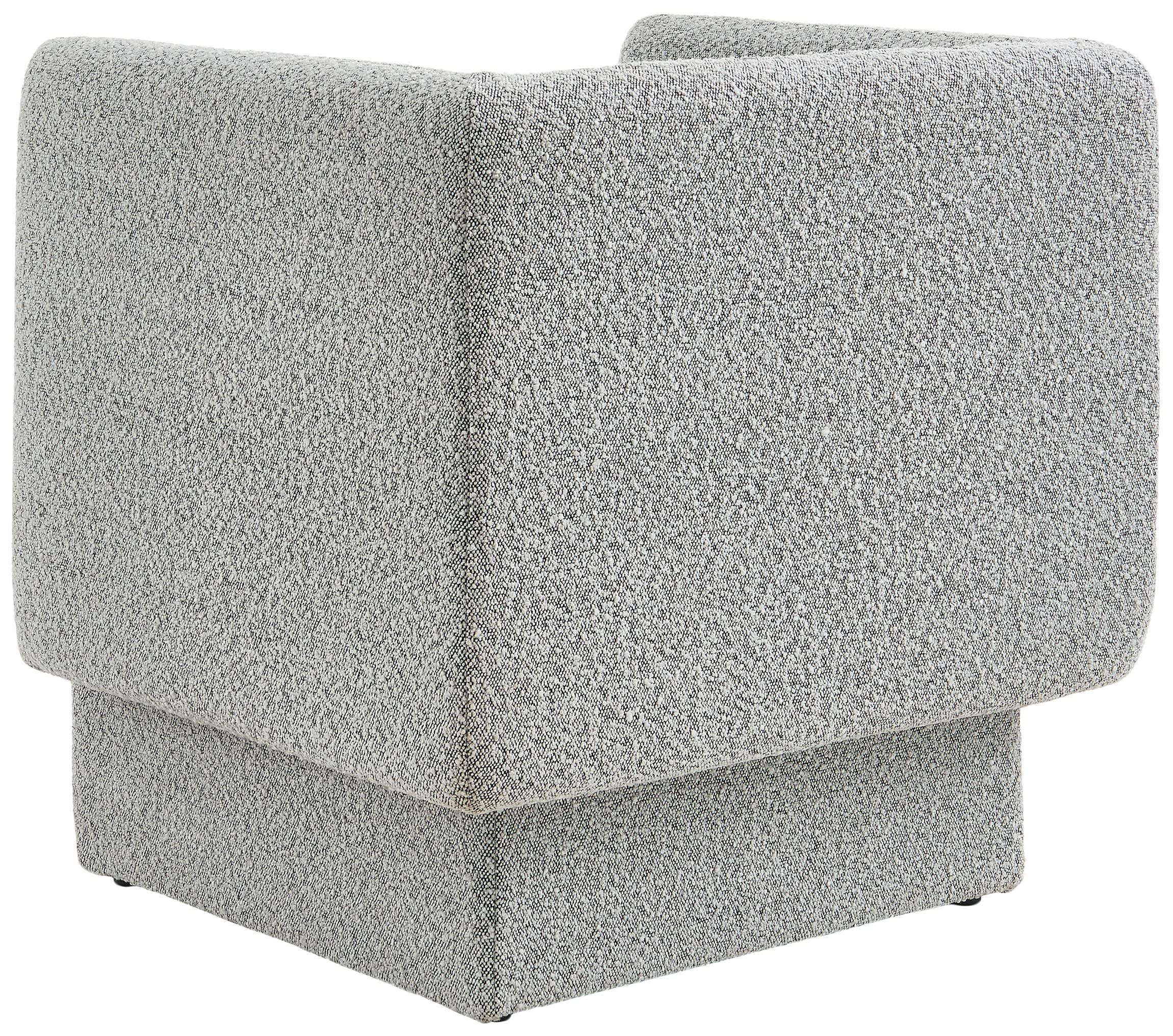 Meridian Furniture 575Grey Vera Collection Modern | Contemporary Boucle Fabric Upholstered Accent Chair, Grey, 31" W x 27" D x 29" H