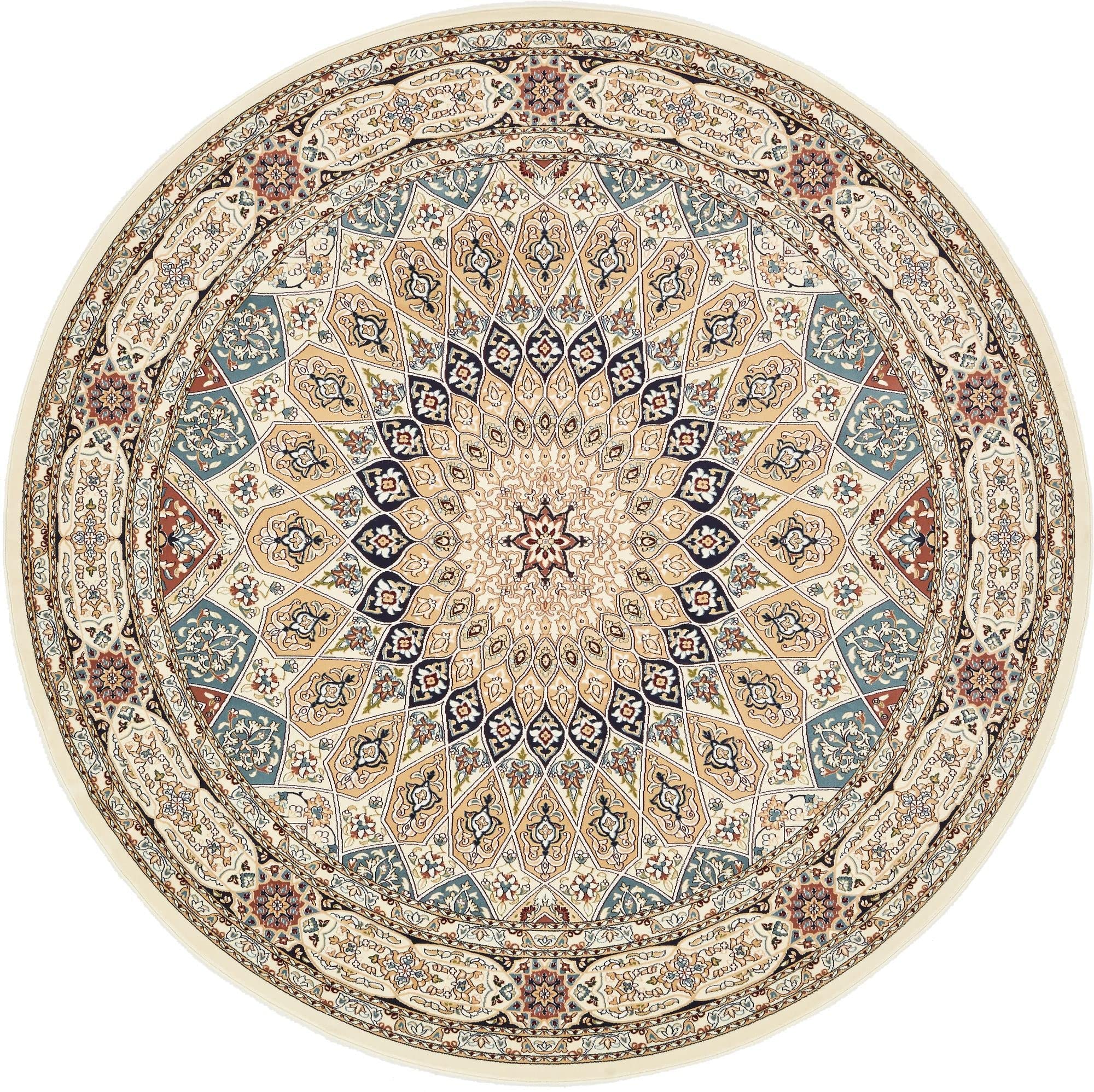 Unique Loom Narenj Collection Area Rug - Adams (10' Round Ivory/Burgundy)
