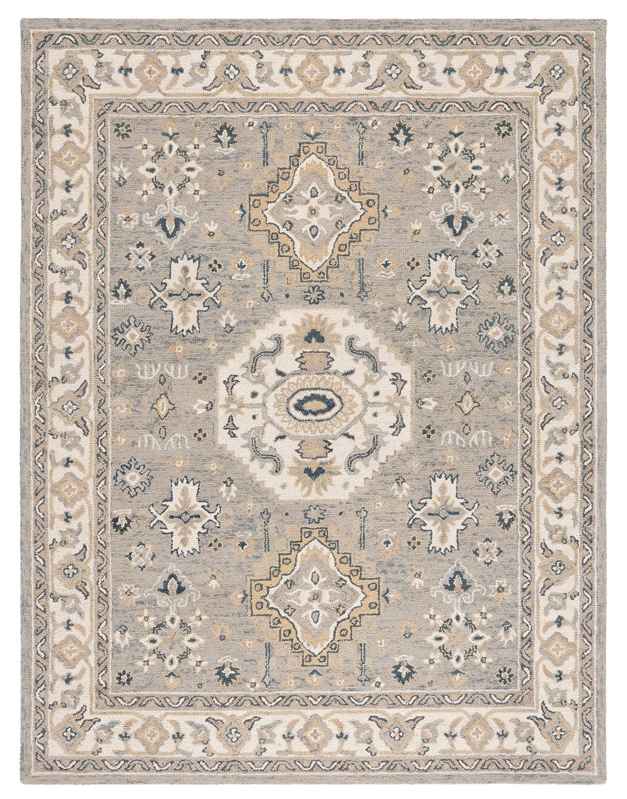 SAFAVIEH Aspen Collection Area Rug - 6' x 9', Moss & Ivory, Handmade Traditional Wool, Ideal for High Traffic Areas in Living Room, Bedroom (APN601W)