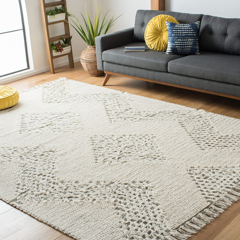 SAFAVIEH Area Rug 8x10 - Vermont Collection - Large - Ivory & Green, Handmade Wool, Ideal for Living Room, Bedroom, Office, Dining Space (VRM501A)