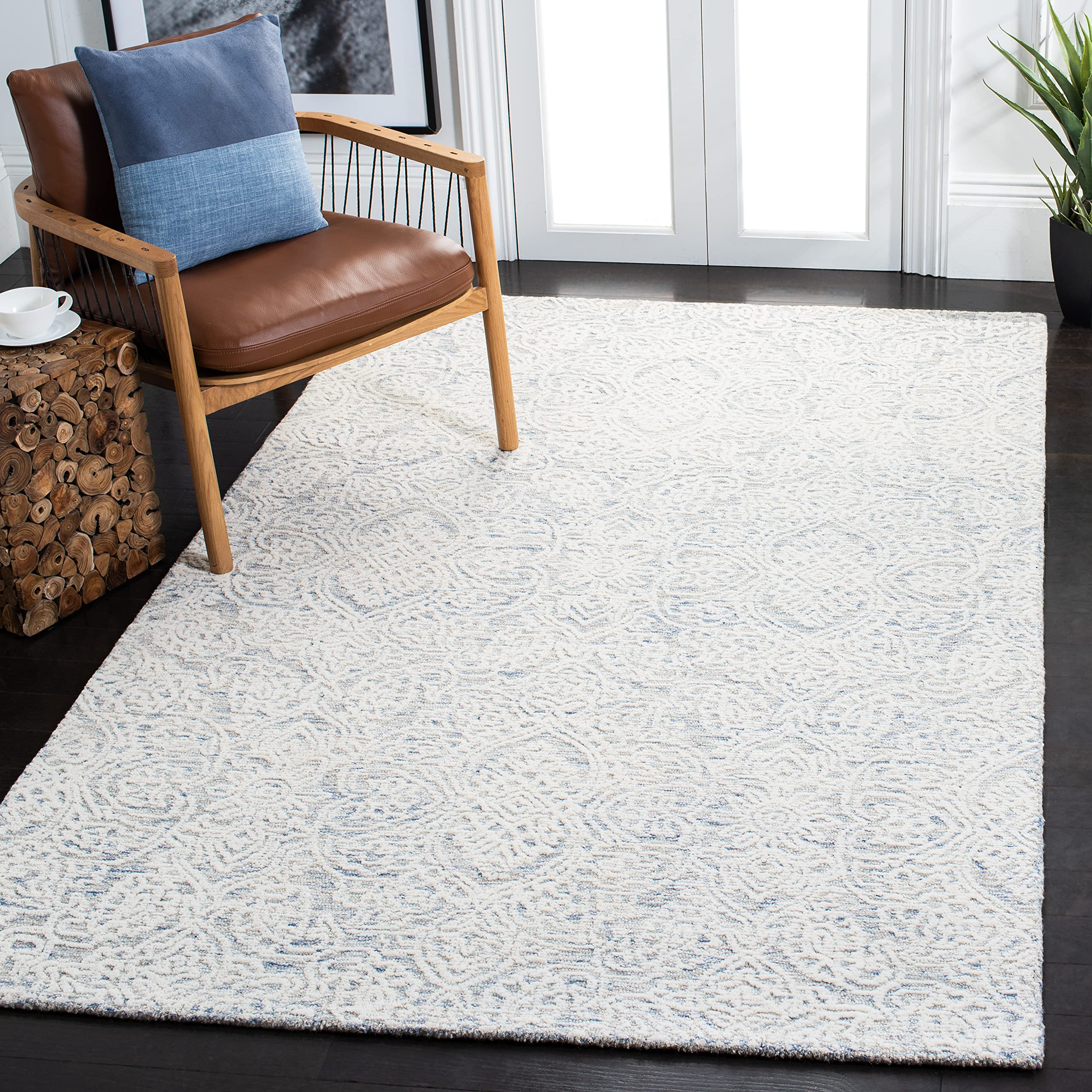 SAFAVIEH Area Rug 6x9 - Metro Collection - Light Blue & Ivory, Handmade Wool, Ideal for Living Room, Bedroom, Dining Space (MET998L)