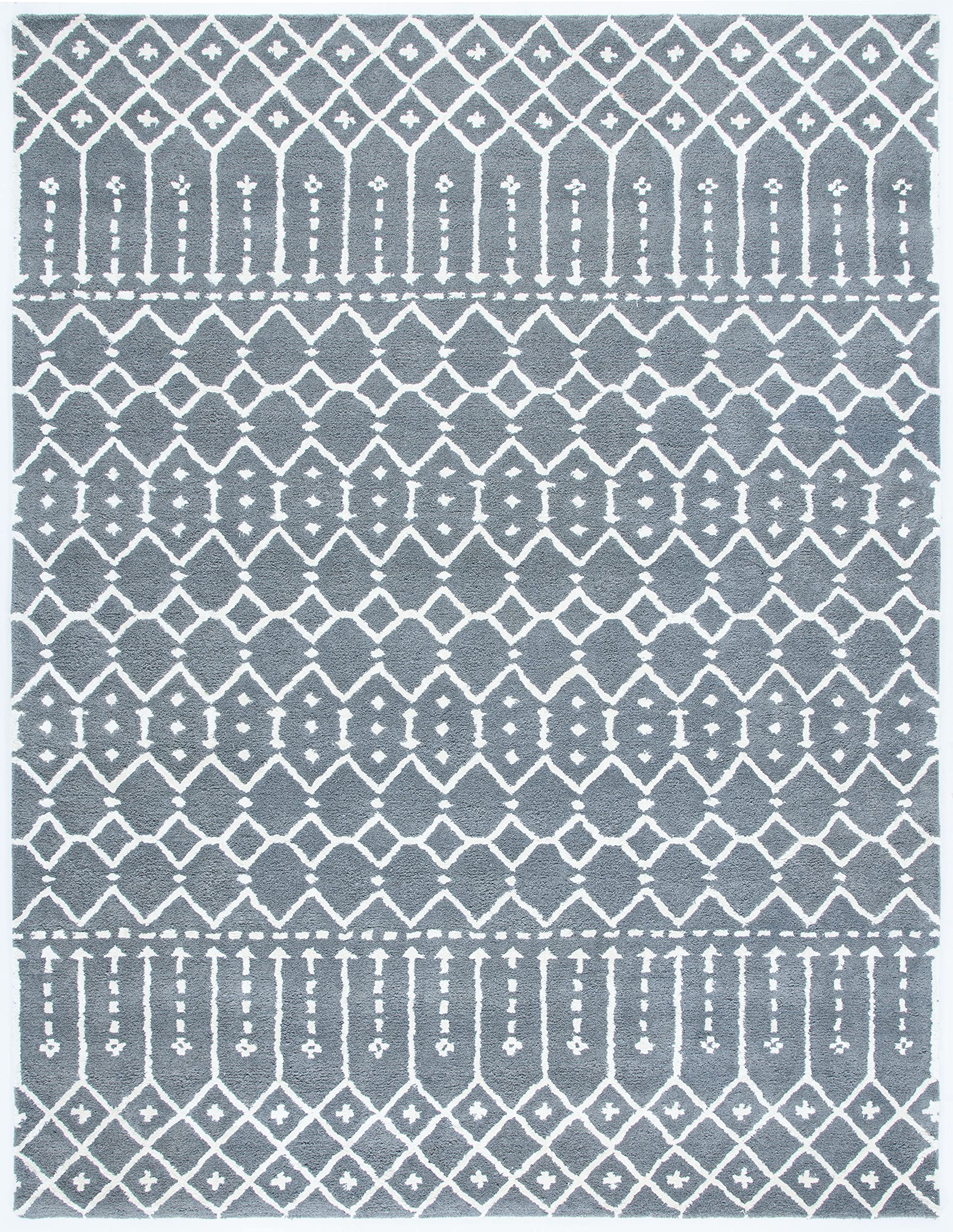 SAFAVIEH Area Rug 8x10 - Himalaya Collection - Large - Grey & Ivory, Handmade Wool, Ideal for Living Room, Bedroom, Office, Dining Space (HIM903D)