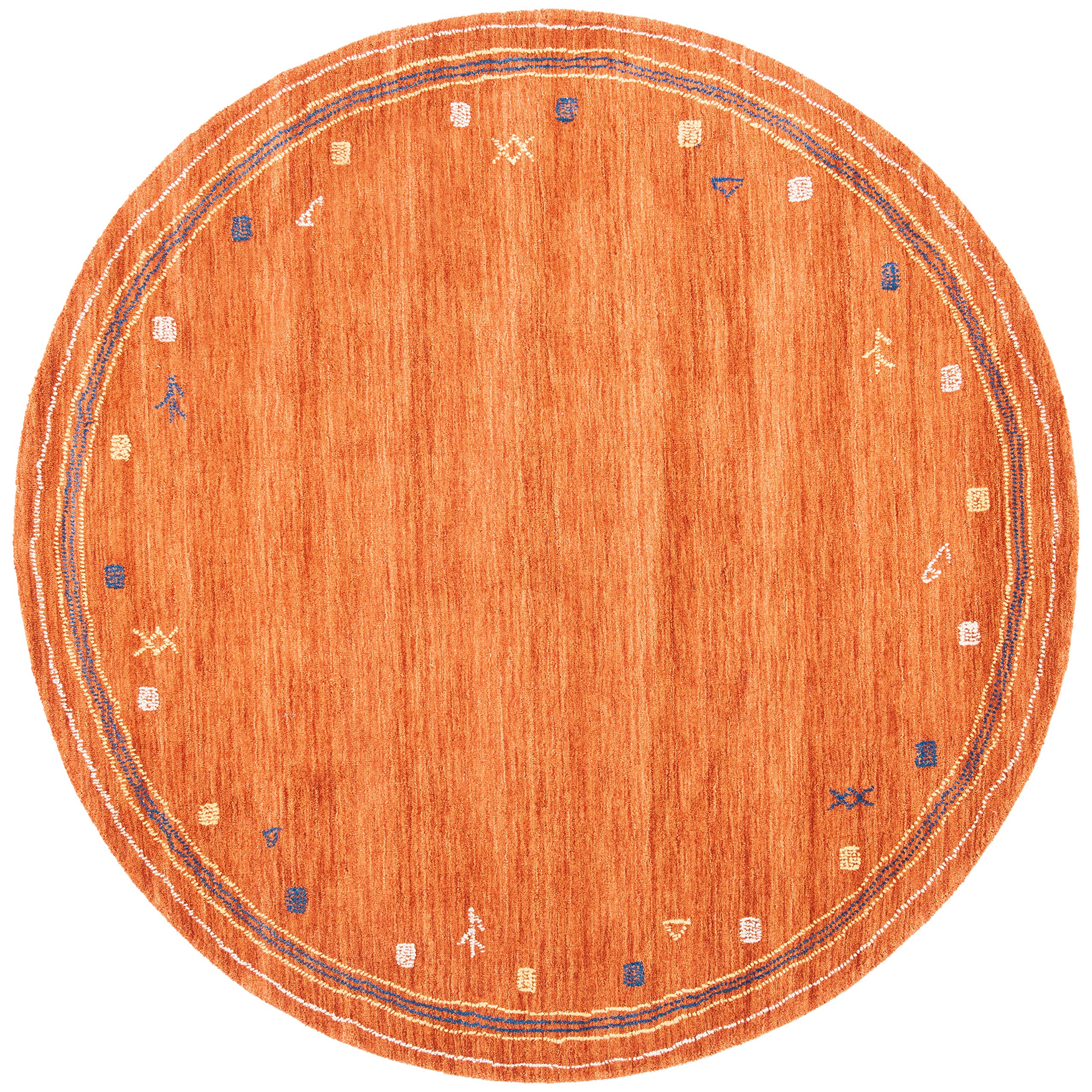 SAFAVIEH Himalaya Collection Area Rug - 8' Round, Rust, Handmade Boho Tribal Wool, Ideal for High Traffic Areas in Living Room, Bedroom (HIM563P)