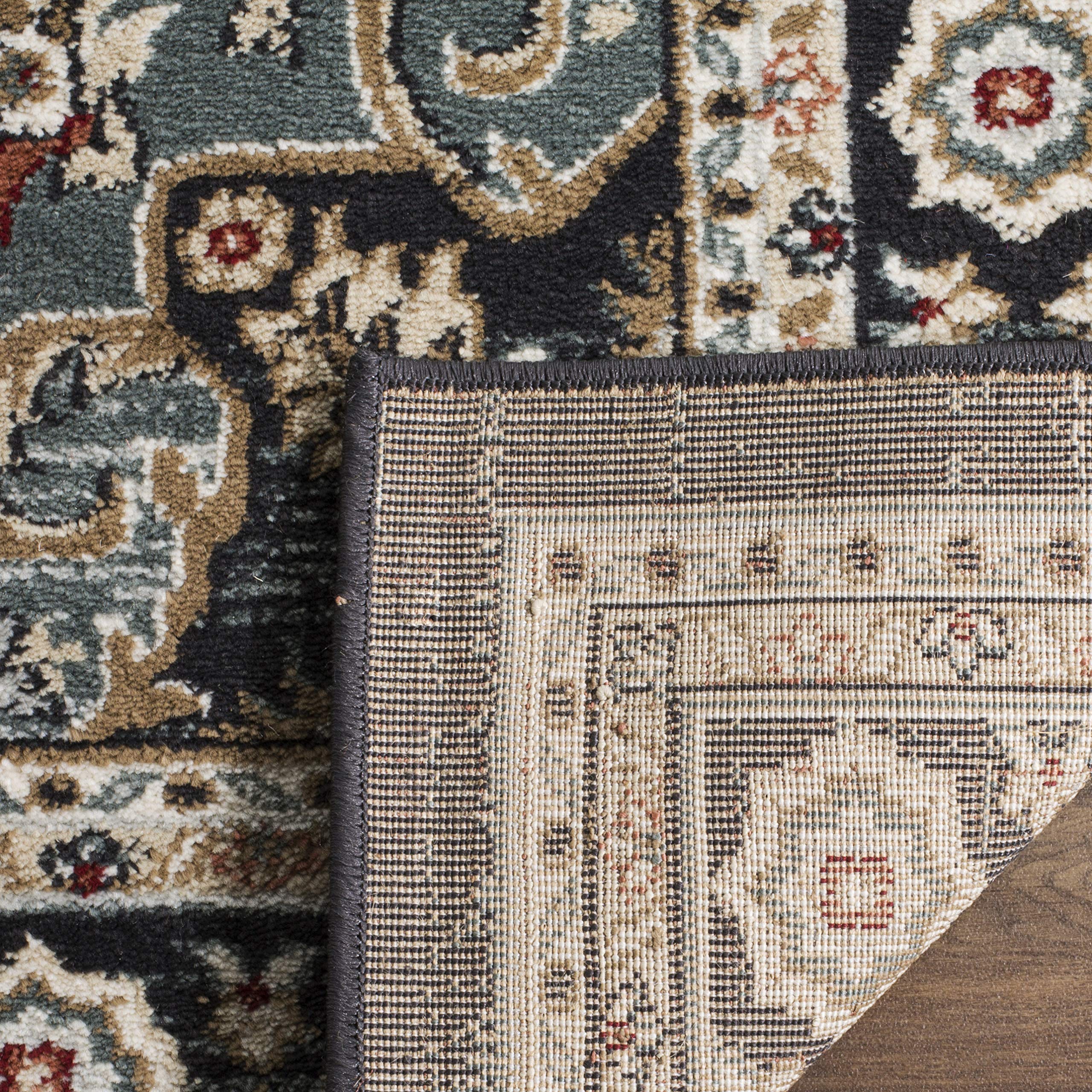 SAFAVIEH Lyndhurst Collection Area Rug - 9' x 12', Anthracite & Teal, Traditional Oriental Design, Non-Shedding & Easy Care, Ideal for High Traffic Areas in Living Room, Bedroom (LNH338C)