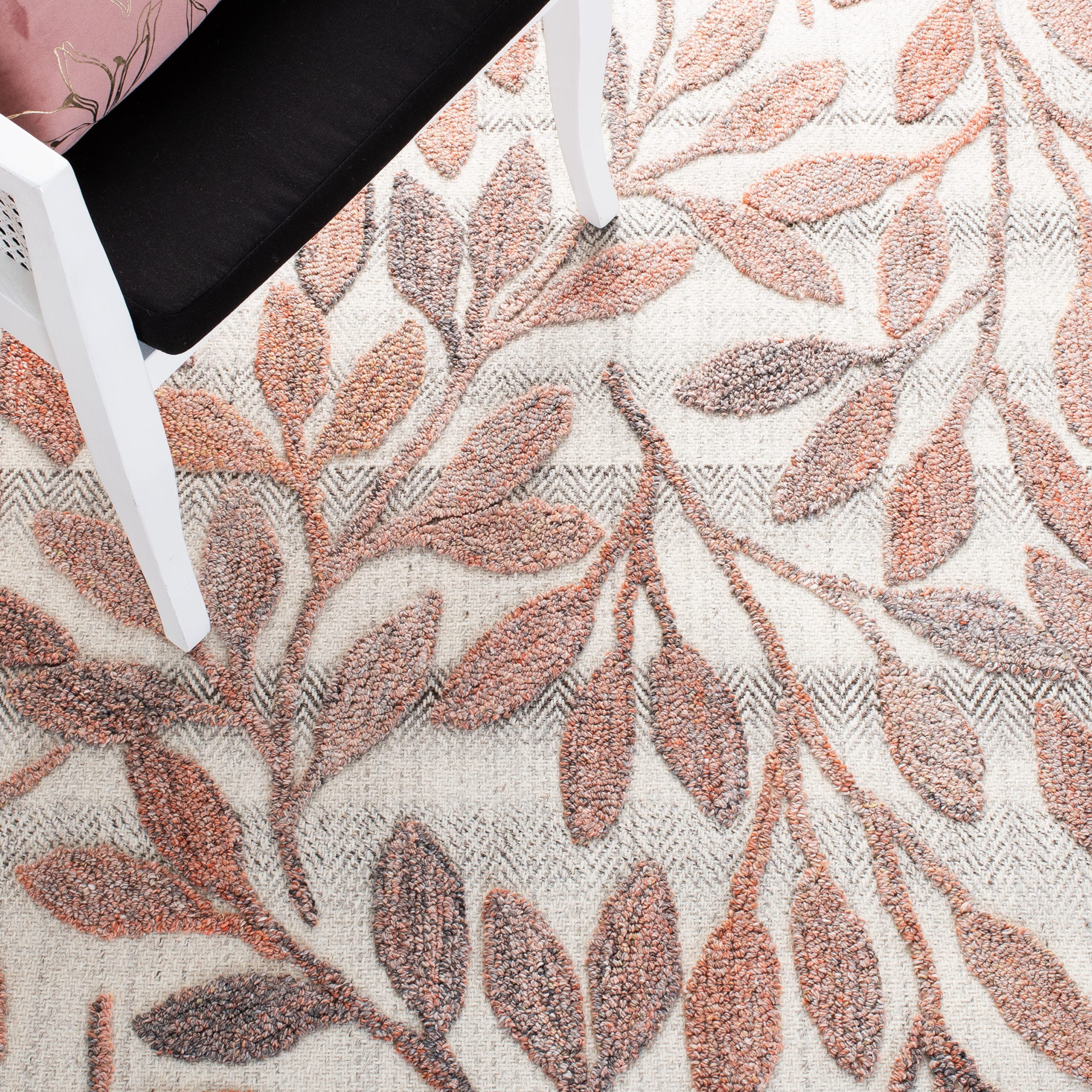 SAFAVIEH South Hampton Collection 8' x 10' Rust / Ivory SHA302P Handmade Botanical Wool Area Rug