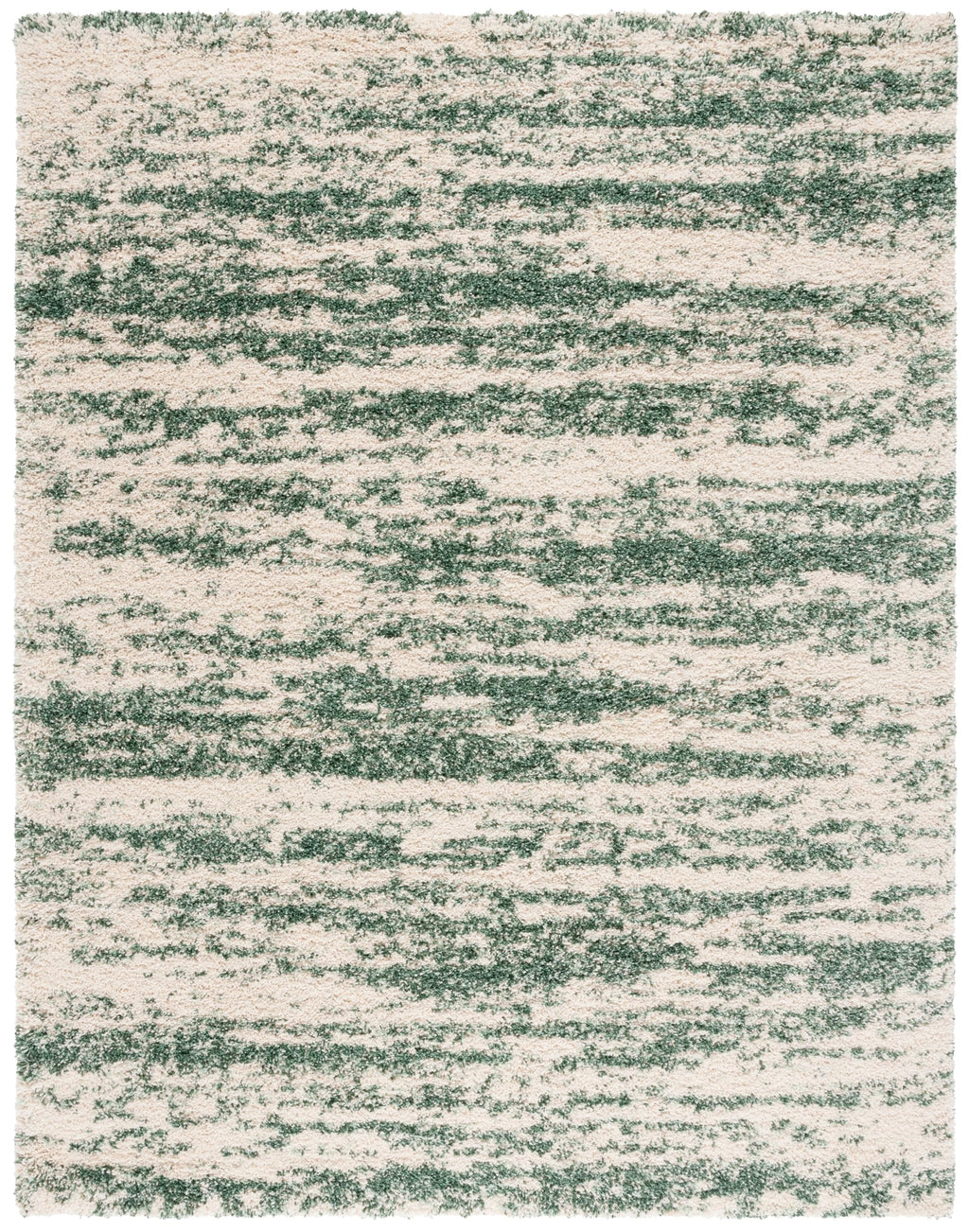 SAFAVIEH Hudson Shag Collection Area Rug - 10' x 14', Ivory/Green, Geometric Design, Plush 1.9 Inch Thick Ideal for High Traffic Areas in Living Room, Bedroom, Dining (SGH206Y)
