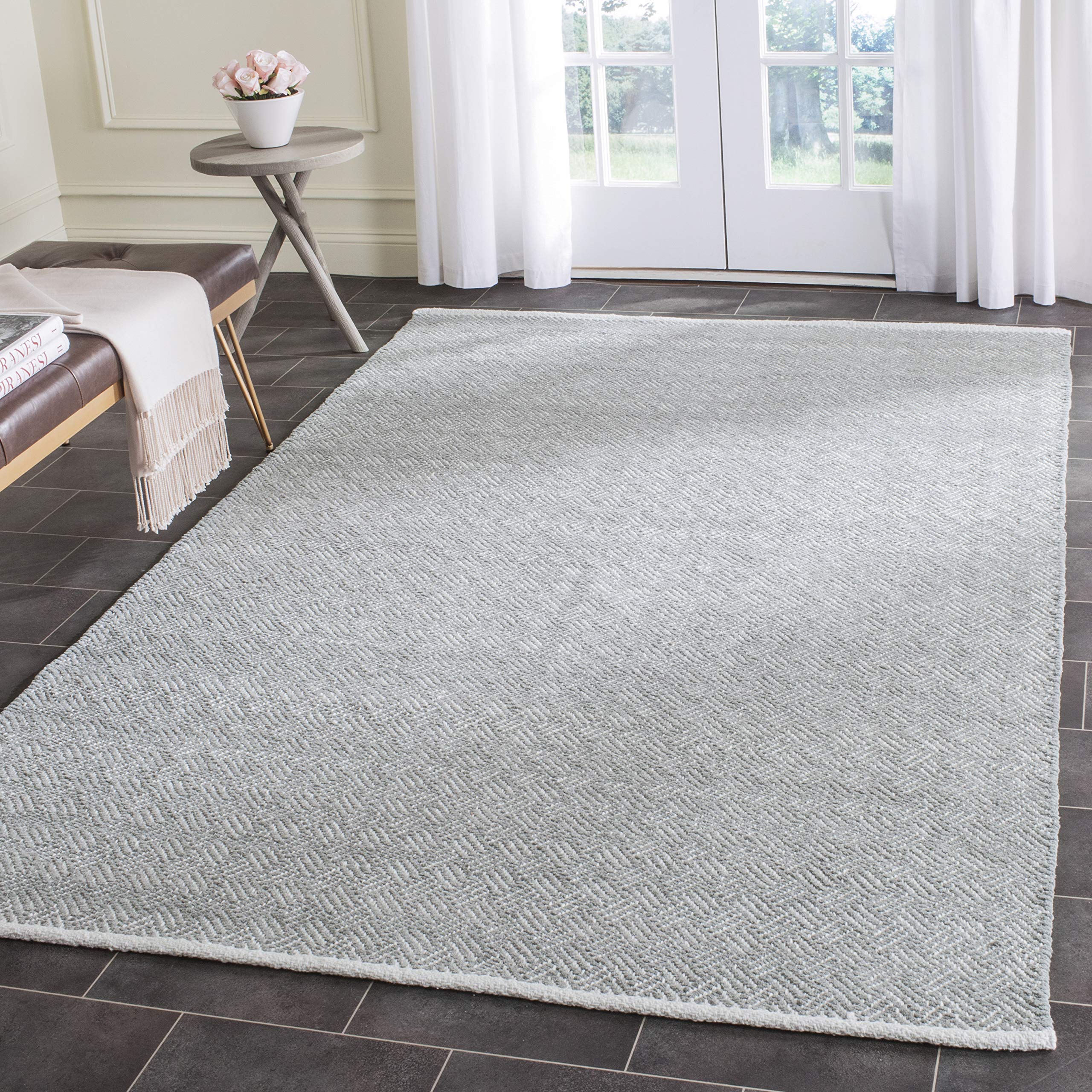 SAFAVIEH Boston Collection Area Rug - 9' x 12', Grey, Handmade Flat Weave Cotton, Ideal for High Traffic Areas in Living Room, Bedroom (BOS680E)