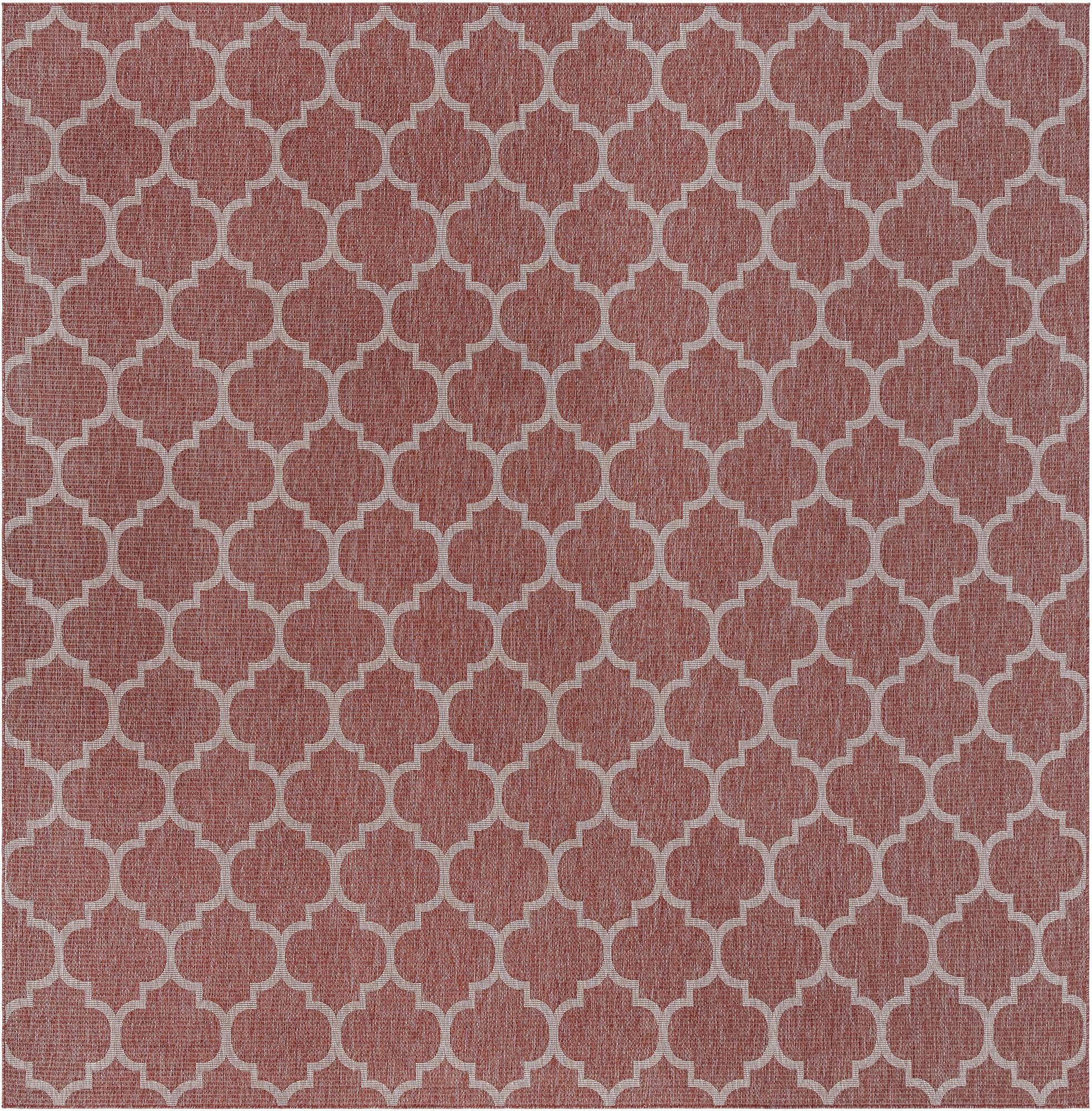 Unique Loom Outdoor Trellis Collection Area Rug - Trellis (Square 13' 0" x 13' 0", Rust Red/ Ivory)