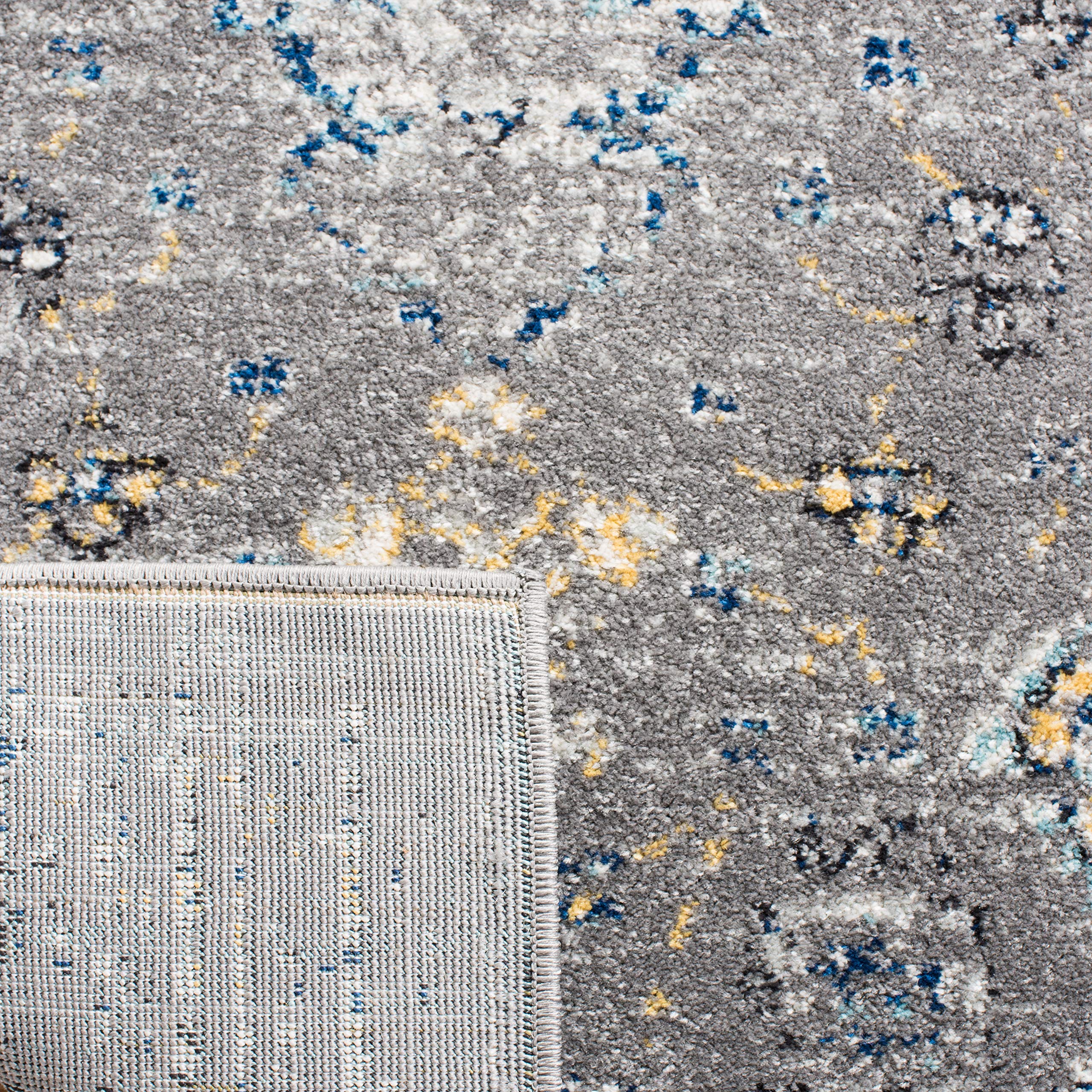 SAFAVIEH Evoke Collection Area Rug - 10' x 14', Dark Grey & Yellow, Boho Oriental Design, Non-Shedding & Easy Care, Ideal for High Traffic Areas in Living Room, Bedroom (EVK224G)