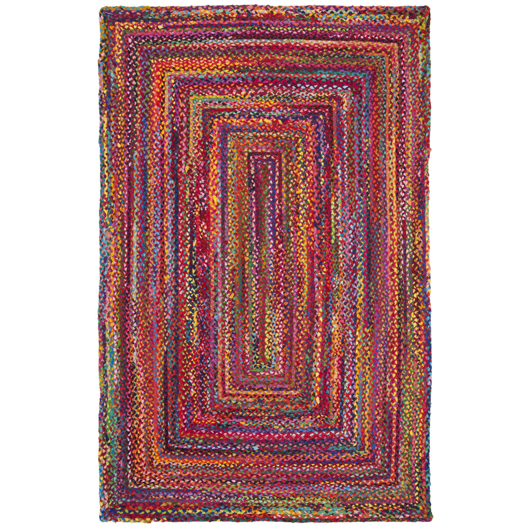 SAFAVIEH Area Rug 8x10 - Cape Cod Collection - Large - Red & Multi, Handmade Jute & Cotton, Woven Braided Design (CAP202A)