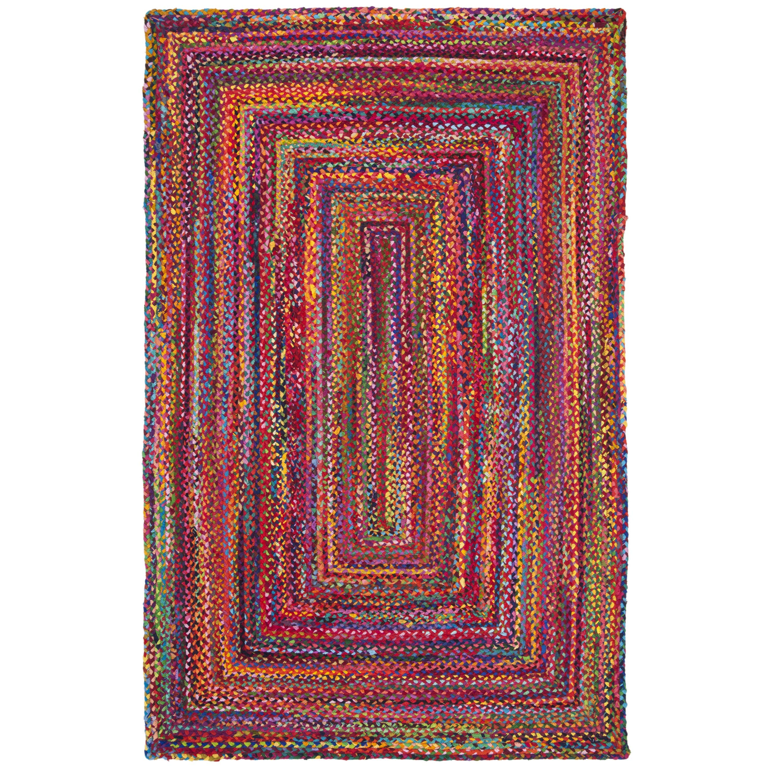 SAFAVIEH Area Rug 8x10 - Cape Cod Collection - Large - Red & Multi, Handmade Jute & Cotton, Woven Braided Design (CAP202A)