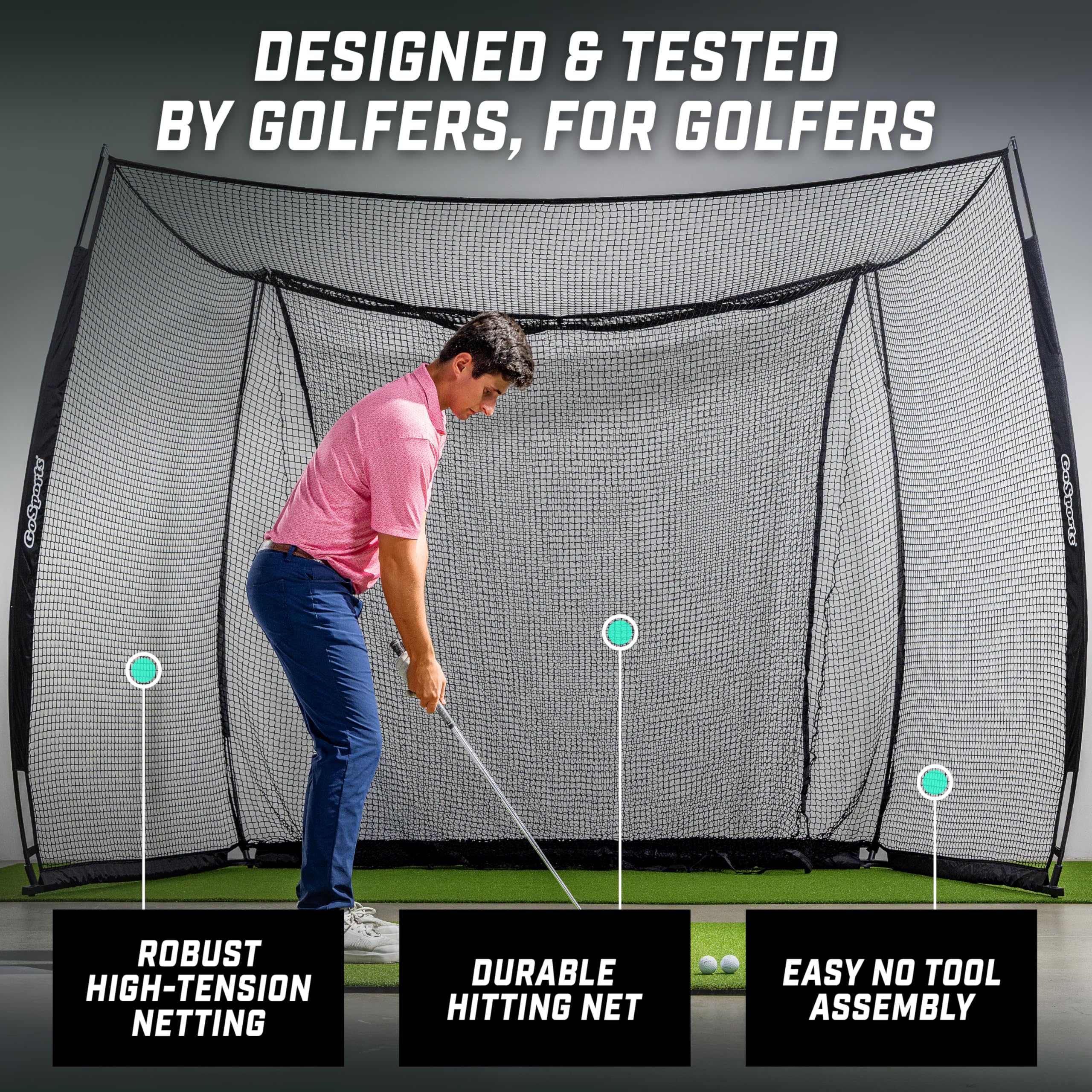 GoSports Range Cage 10 x 8 ft Golf Practice Hitting Net - Classic Net