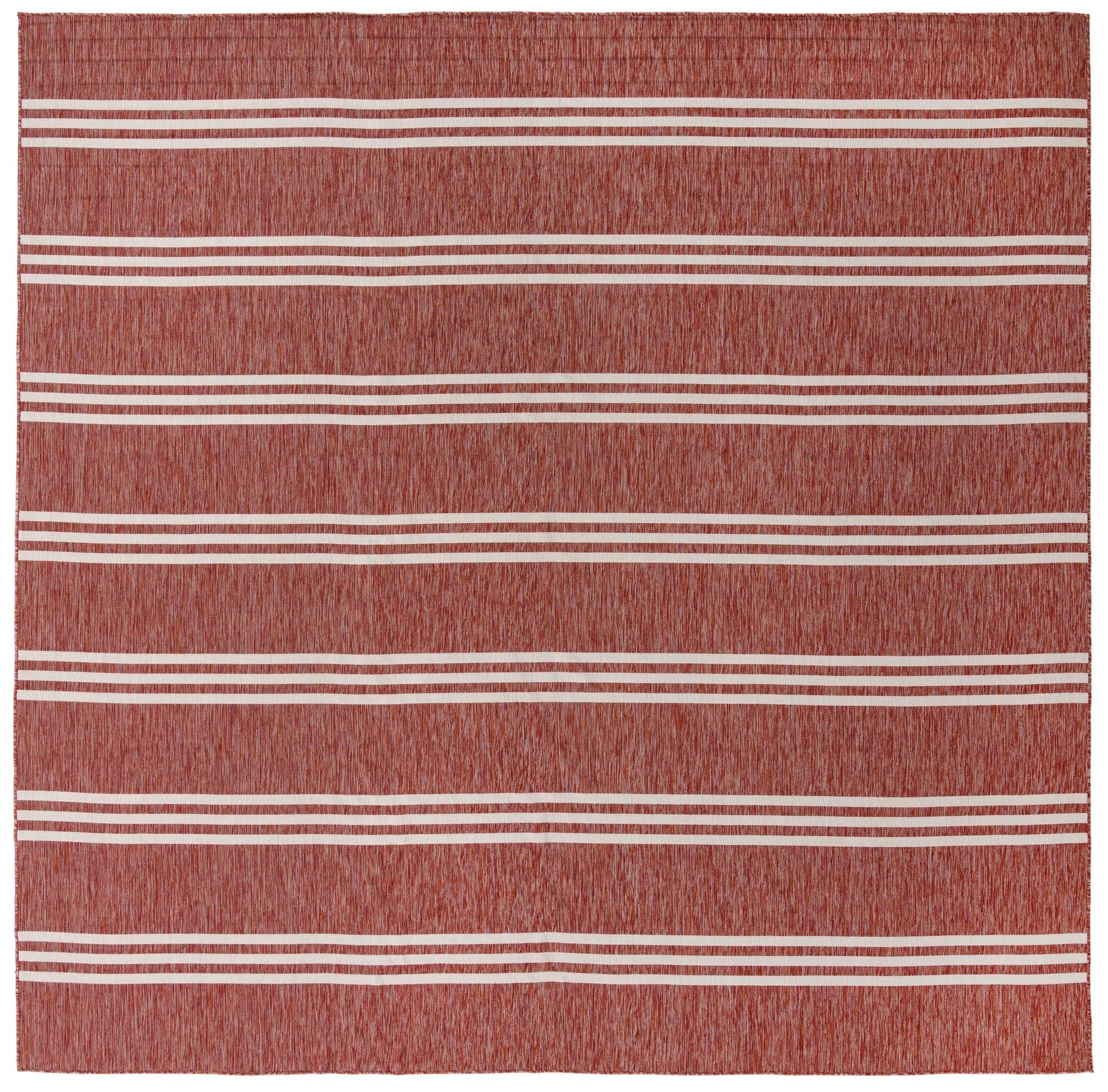 Unique Loom Jill Zarin Outdoor Collection Area Rug - Anguilla (13' Square, Rust Red/ Ivory)