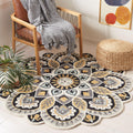SAFAVIEH Novelty Collection Area Rug - 10' Round, Ivory & Black, Handmade Boho Floral Rustic Country Wool, Ideal for The Living Room, Dining Room, Bedroom (NOV604Z-10R)