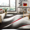 SAFAVIEH Hollywood Collection Area Rug - 10'6" x 14', Grey & Red, Mid-Century Modern Design, Non-Shedding & Easy Care, Ideal for High Traffic Areas in Living Room, Bedroom (HLW712K)