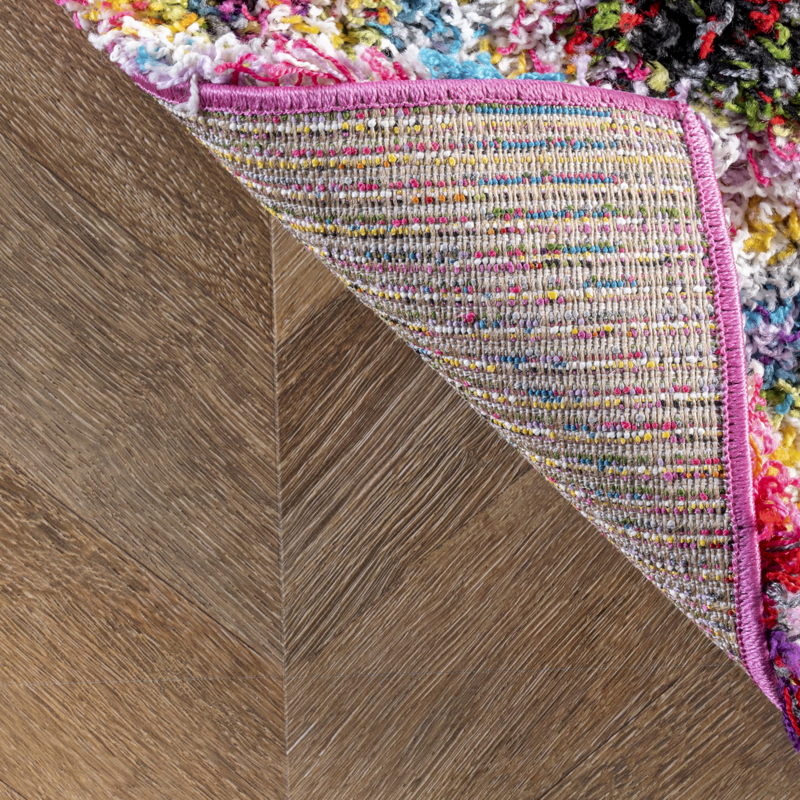 Nuloom Kindra Multicolor/Red, 7'10" Square, Bohemian Circles, Soft and Cozy, High Traffic, Stain Resistant, Easy Clean, Durable Area Rug for Bedroom, Living Room, Dining Space, Den, Foyer, Entryway