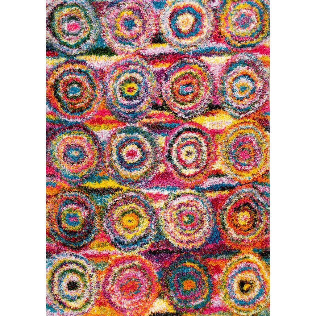 Nuloom Kindra Multicolor/Red, 7'10" Square, Bohemian Circles, Soft and Cozy, High Traffic, Stain Resistant, Easy Clean, Durable Area Rug for Bedroom, Living Room, Dining Space, Den, Foyer, Entryway