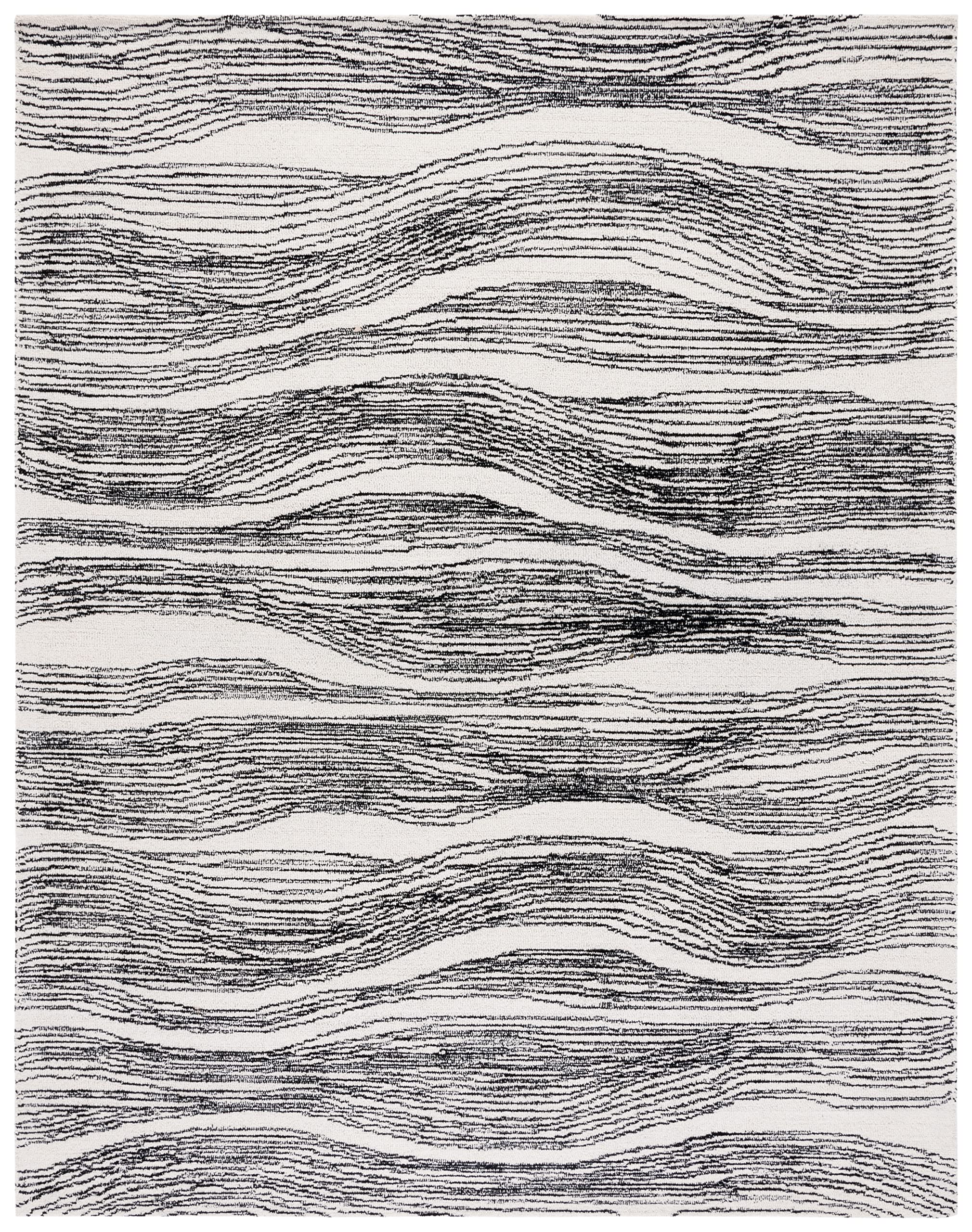 SAFAVIEH Metro Collection 8' x 10' IvoryBlack MET995B Handmade Premium Wool Living Room Dining Bedroom Area Rug
