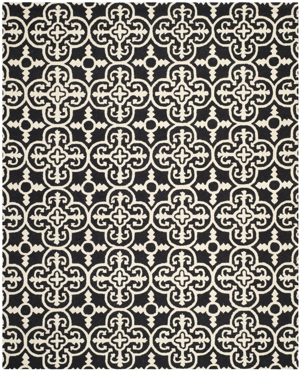 SAFAVIEH Cambridge Collection Area Rug - 9' x 12', Black & Ivory, Handmade Moroccan Wool, Ideal for High Traffic Areas in Living Room, Bedroom (CAM133E)