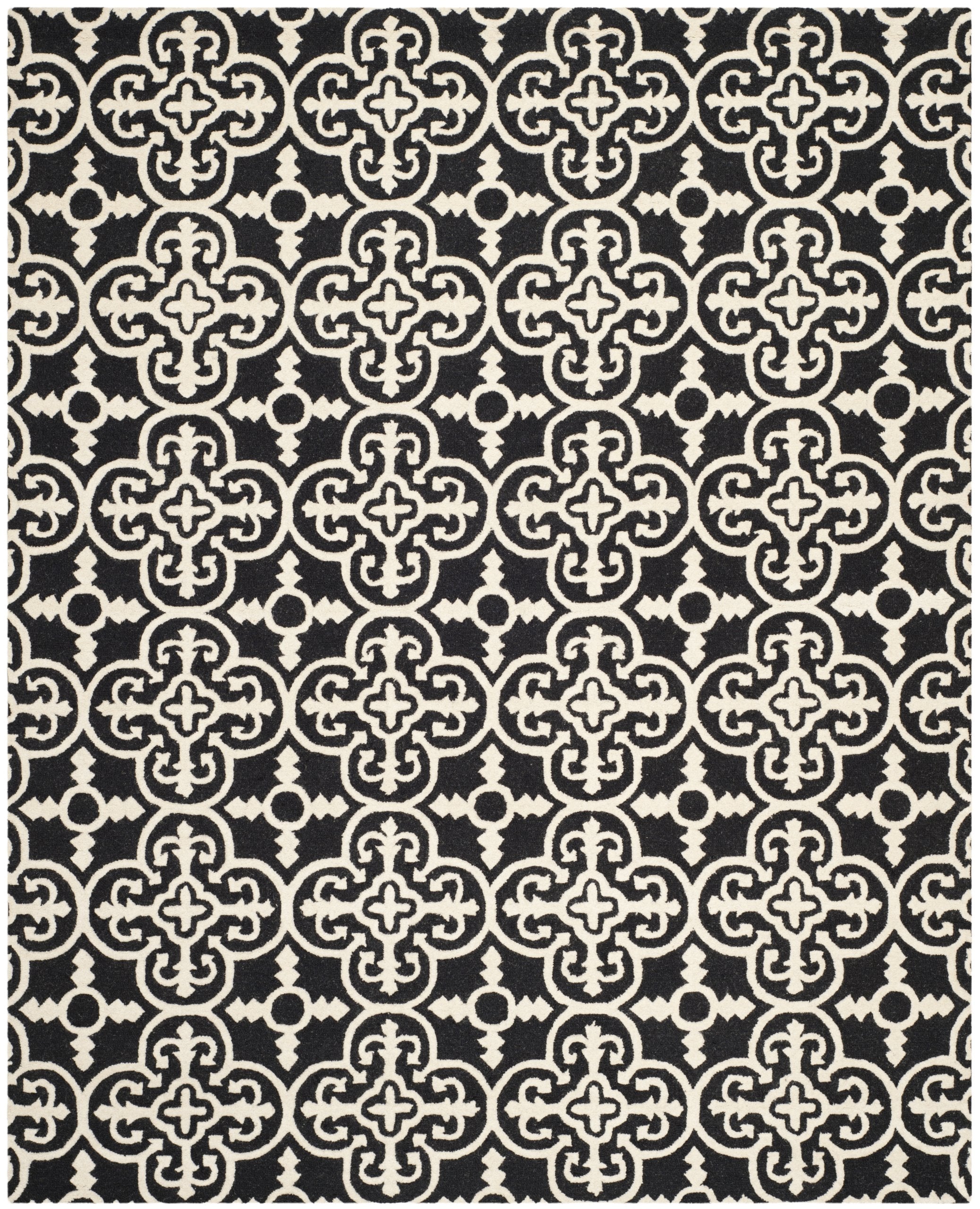 SAFAVIEH Cambridge Collection Area Rug - 9' x 12', Black & Ivory, Handmade Moroccan Wool, Ideal for High Traffic Areas in Living Room, Bedroom (CAM133E)