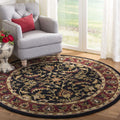 SAFAVIEH Heritage Collection Area Rug - 8' Round, Black & Red, Handmade Traditional Oriental Wool, Ideal for High Traffic Areas in Living Room, Bedroom (HG953A)