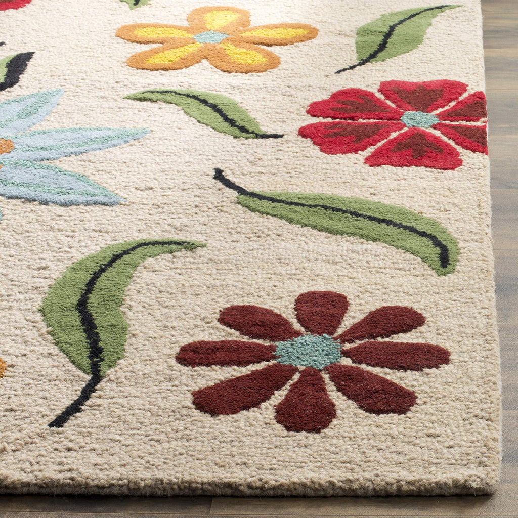 SAFAVIEH Blossom Collection 8' x 10' Beige / Multi BLM678A Handmade Premium Wool Area Rug