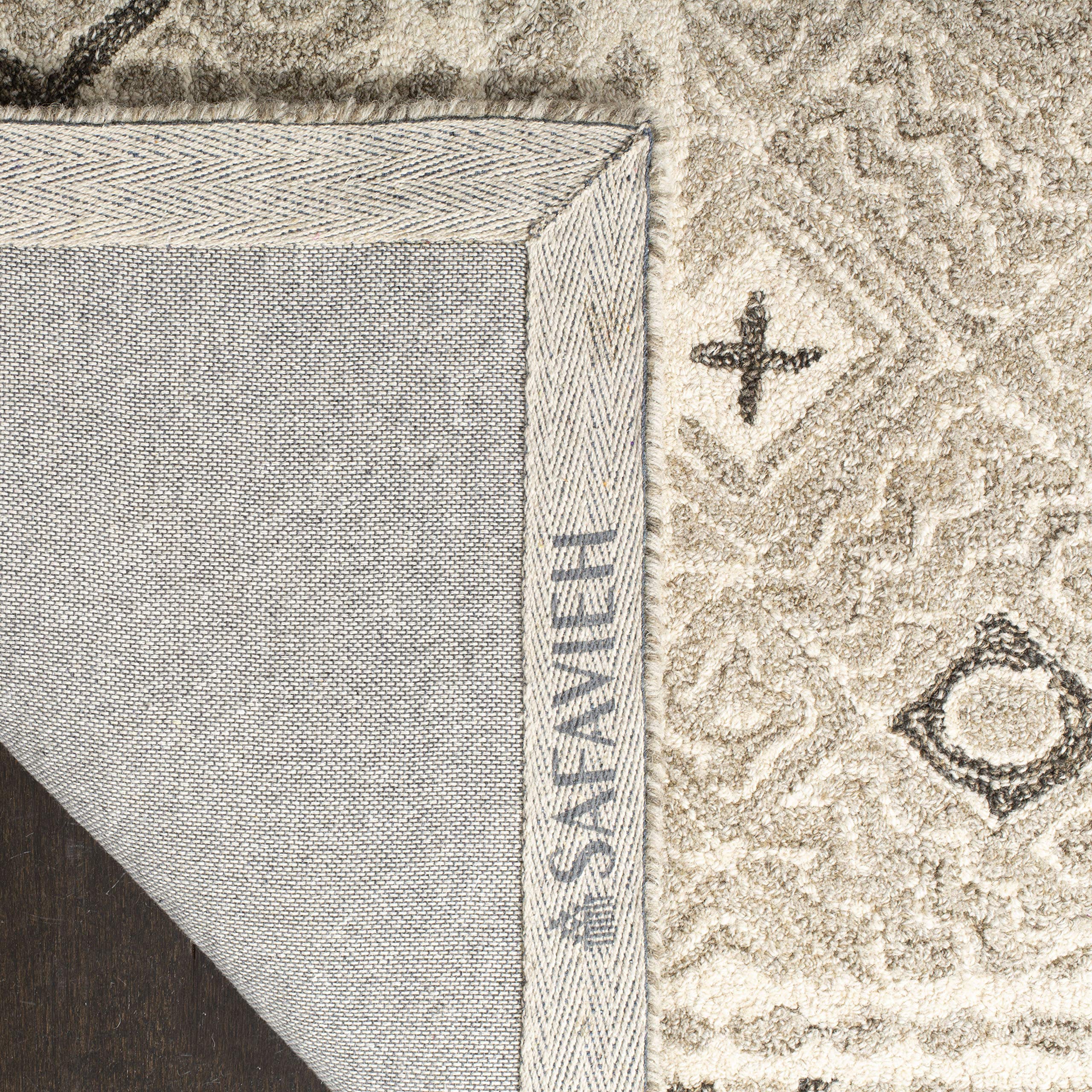 SAFAVIEH Micro-Loop Collection Area Rug - 10' x 14', Grey & Ivory, Rustic Boho Design, Handmade Wool, Ideal for The Living Room, Bedroom, Dining Room (MLP803F-10)