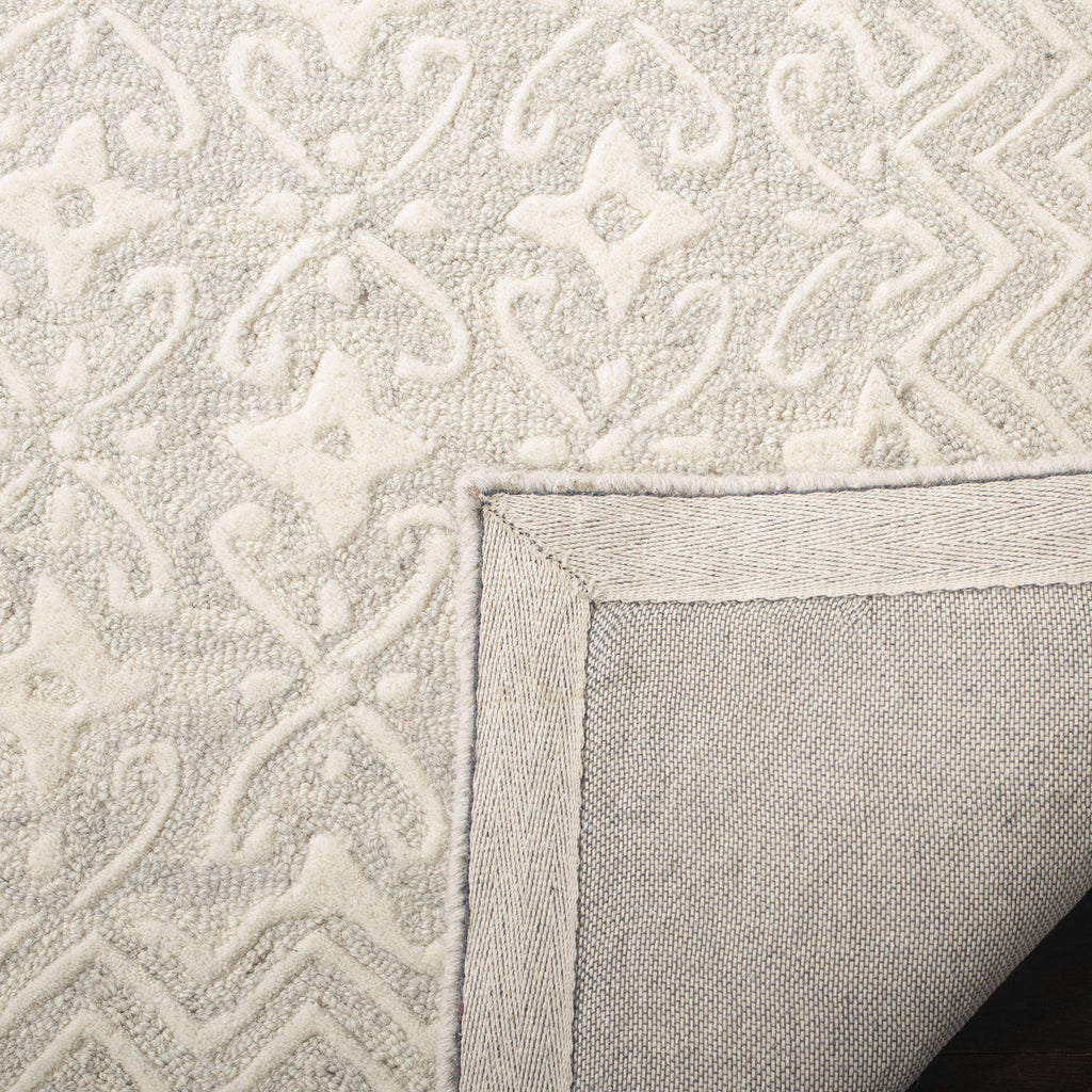 SAFAVIEH Blossom Collection Area Rug - 6' x 9', Grey & Ivory, Handmade Wool, Ideal for High Traffic Areas in Living Room, Bedroom (BLM114F)