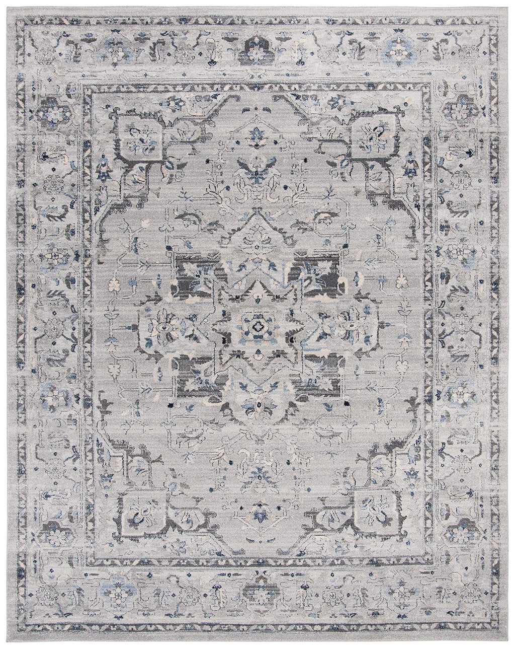 SAFAVIEH Charleston Collection X-Large Area Rug - 11' x 15', Grey & Dark Grey, Oriental Distressed Design, Non-Shedding & Easy Care, Ideal for High Traffic Areas in Living Room, Bedroom (CHL411F)