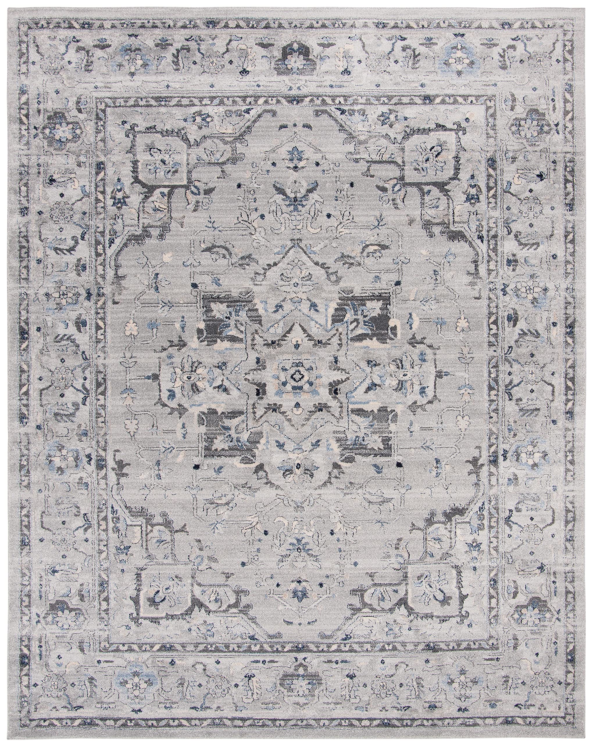 SAFAVIEH Charleston Collection X-Large Area Rug - 11' x 15', Grey & Dark Grey, Oriental Distressed Design, Non-Shedding & Easy Care, Ideal for High Traffic Areas in Living Room, Bedroom (CHL411F)