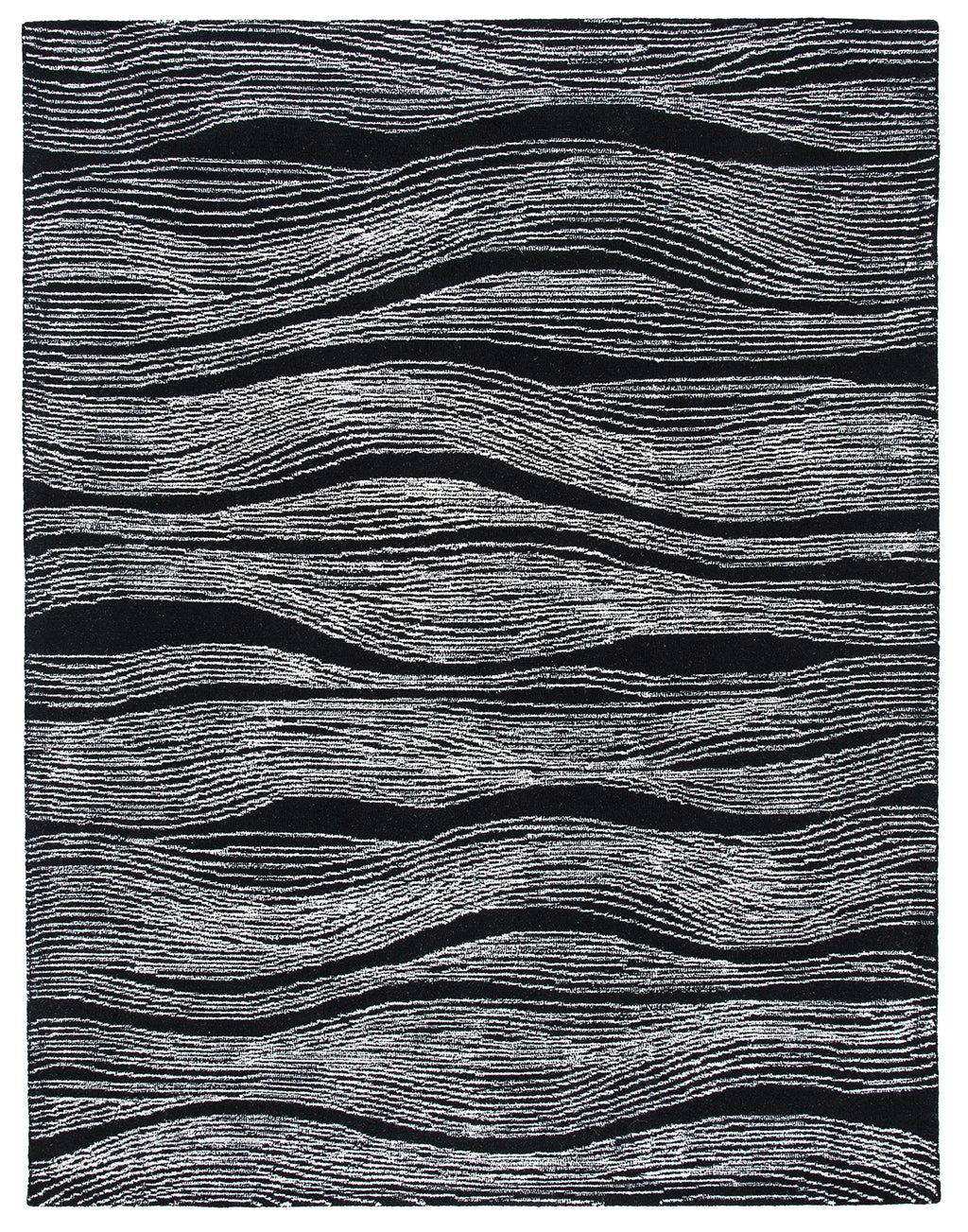 SAFAVIEH Area Rug 8x10 - Metro Collection - Large - Black & Ivory, Handmade Wool, Ideal for Living Room, Bedroom, Office, Dining Space (MET995Z)