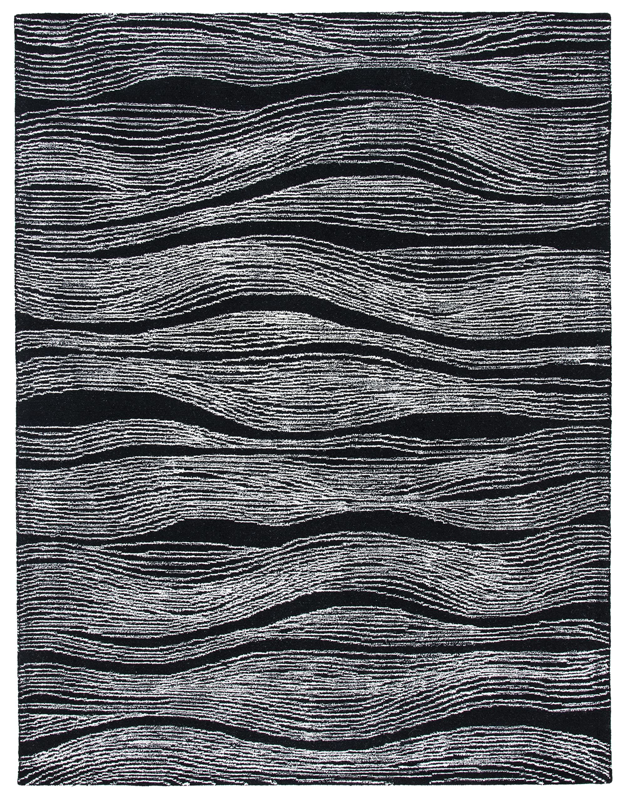 SAFAVIEH Area Rug 8x10 - Metro Collection - Large - Black & Ivory, Handmade Wool, Ideal for Living Room, Bedroom, Office, Dining Space (MET995Z)