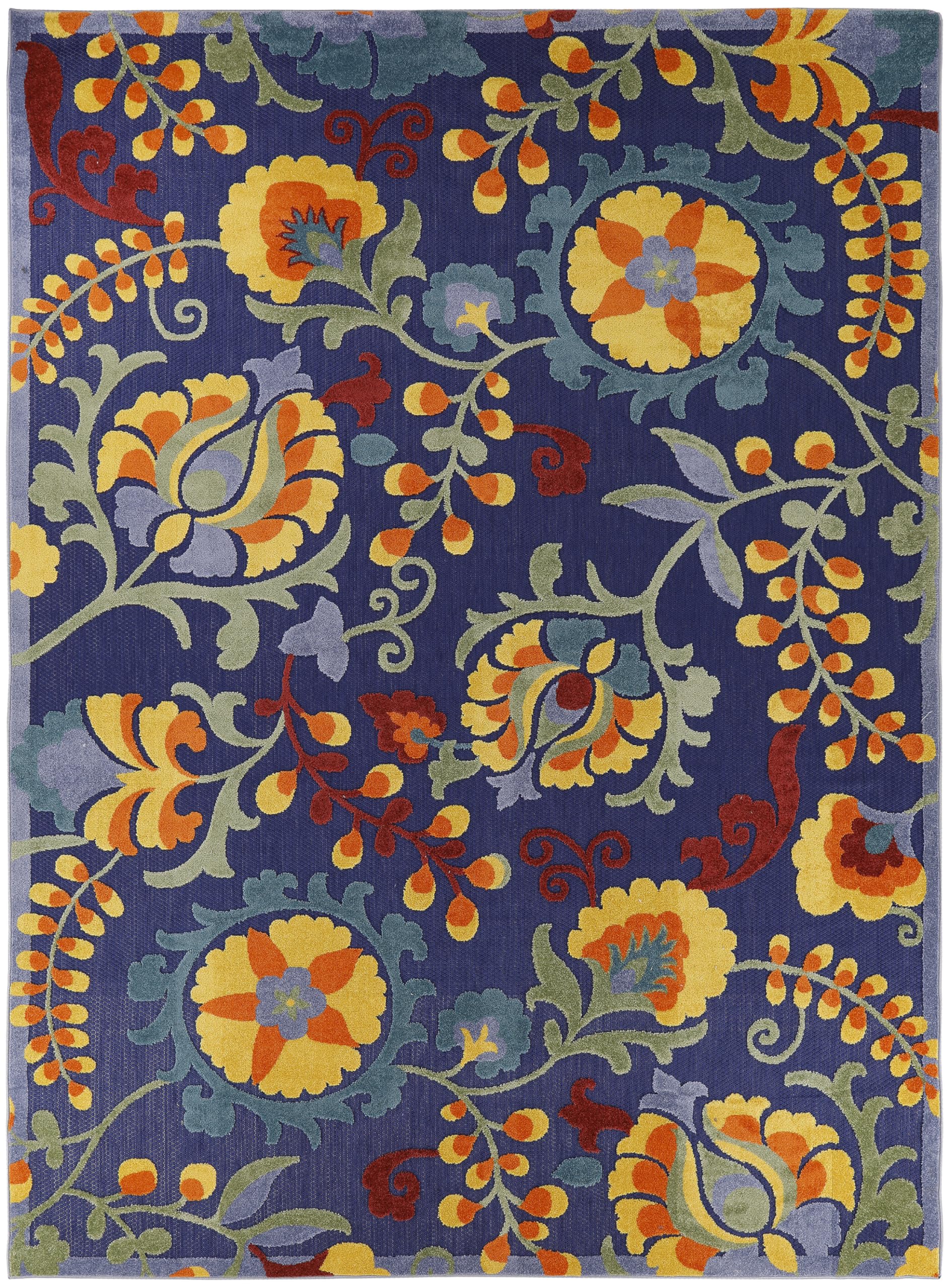 Nourison Home Aloha Navy Multicolor 9' x 12' Area Rug - Easy Clean, Non Shedding, Bed Room, Living Room, Dining Room, Kitchen (9' x 12')