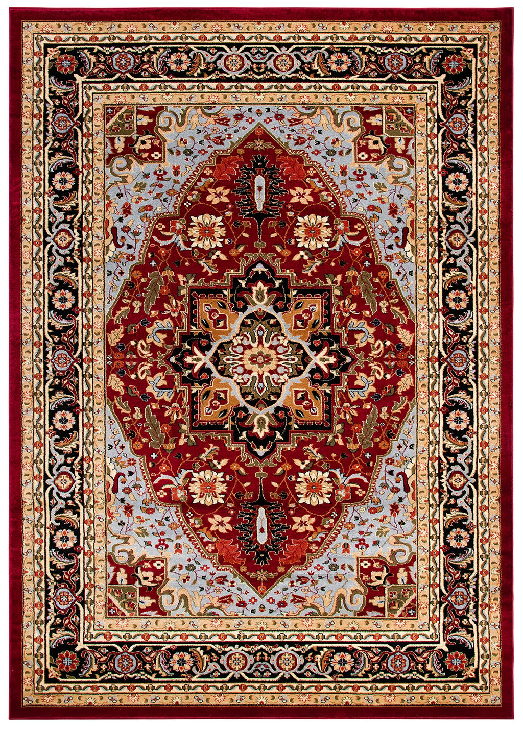 SAFAVIEH Lyndhurst Collection Area Rug - 9' x 12', Red & Black, Traditional Oriental Design, Non-Shedding & Easy Care, Ideal for High Traffic Areas in Living Room, Bedroom (LNH330B)