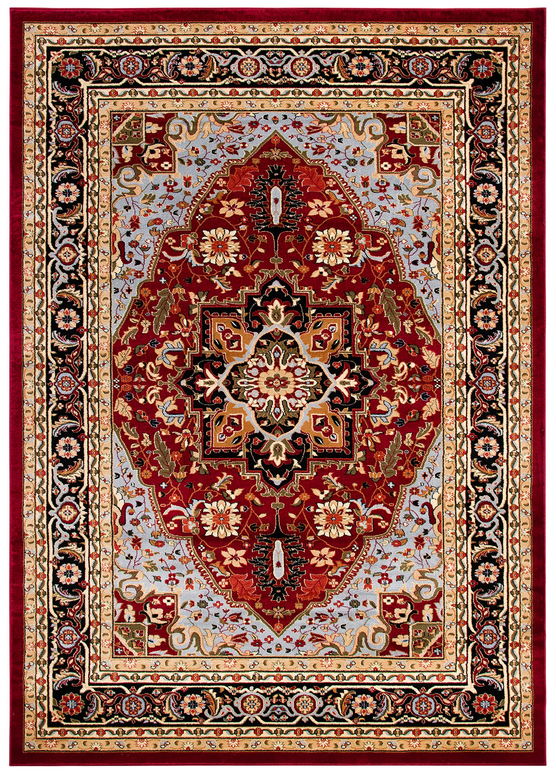 SAFAVIEH Lyndhurst Collection Area Rug - 9' x 12', Red & Black, Traditional Oriental Design, Non-Shedding & Easy Care, Ideal for High Traffic Areas in Living Room, Bedroom (LNH330B)