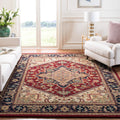 SAFAVIEH Heritage Collection Area Rug - 8' Square, Red, Handmade Wool, Traditional Oriental Medallion Design, Ideal for Living Room, Bedroom, Dining Space (HG625A)