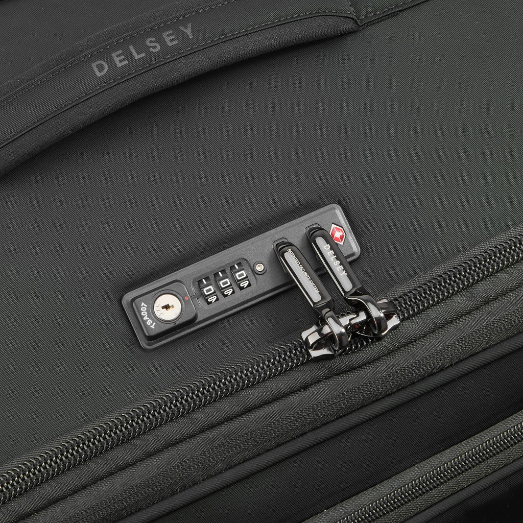 DELSEY PARIS Cruise 3.0 Softside Expandable Luggage with Spinner Wheels, Black, Checked-Large 28 Inch